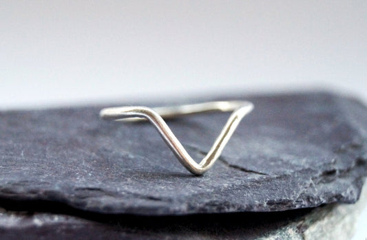 Recycled Sterling Silver Chevron Ring ~ stacking ring, stackable, triangle, geometry, minimal, recycled