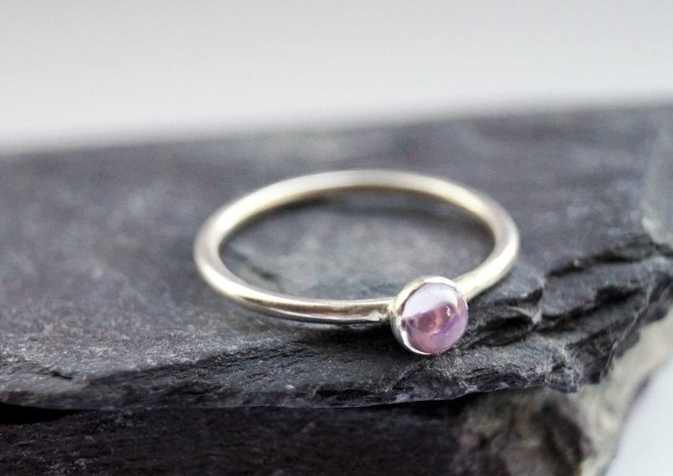 Pink Amethyst Gemstone Recycled Sterling Silver Ring