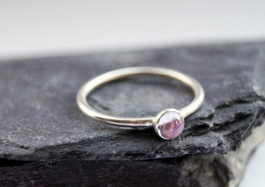 Pink Amethyst Gemstone Recycled Sterling Silver Ring