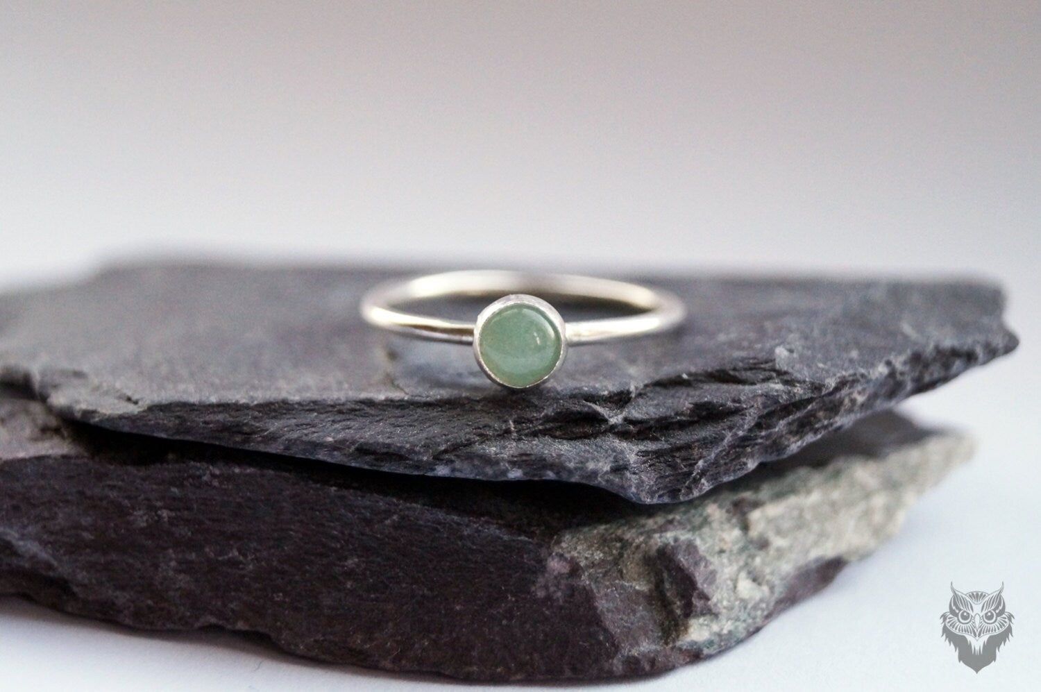 Aventurine Gemstone Recycled Sterling Silver Ring