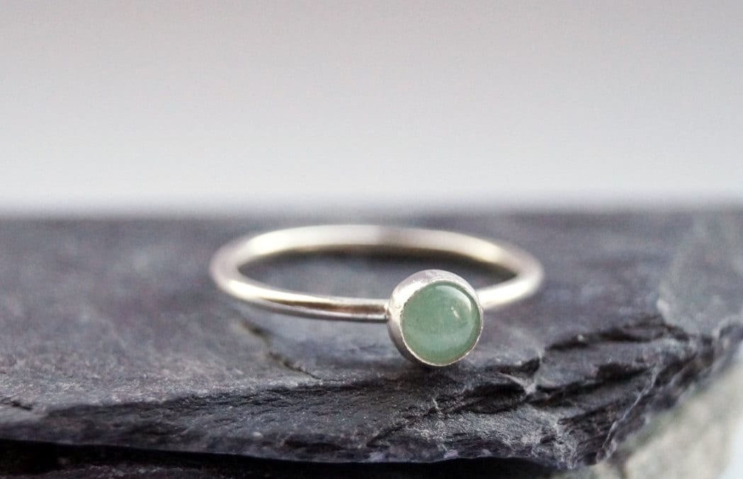 Aventurine Gemstone Recycled Sterling Silver Ring