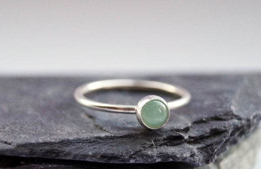 Aventurine Gemstone Recycled Sterling Silver Ring