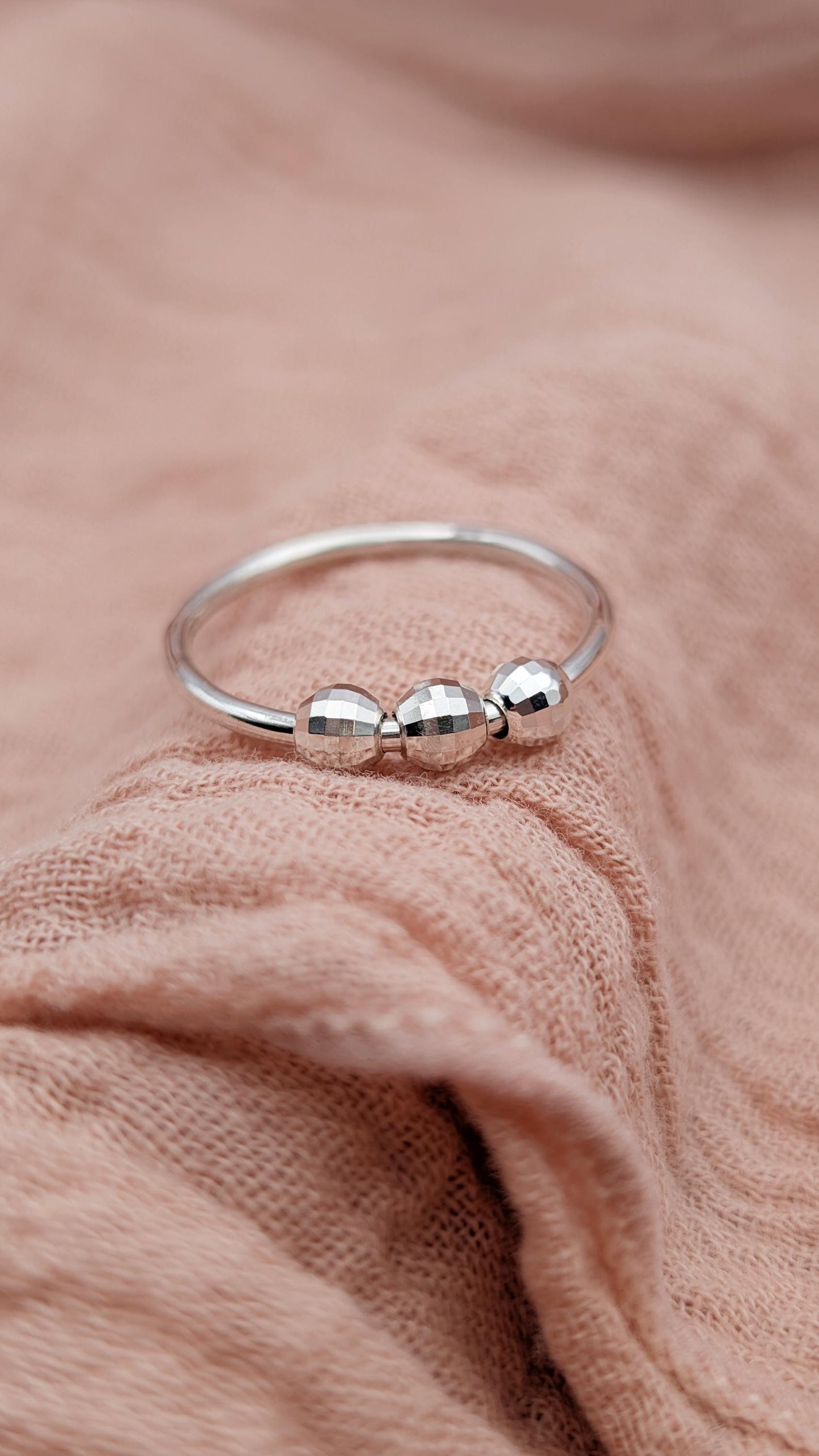 Disco Beads Fidget Ring in Sterling Silver ~ spinning ring, meditation ring, anxiety ring, ADHD