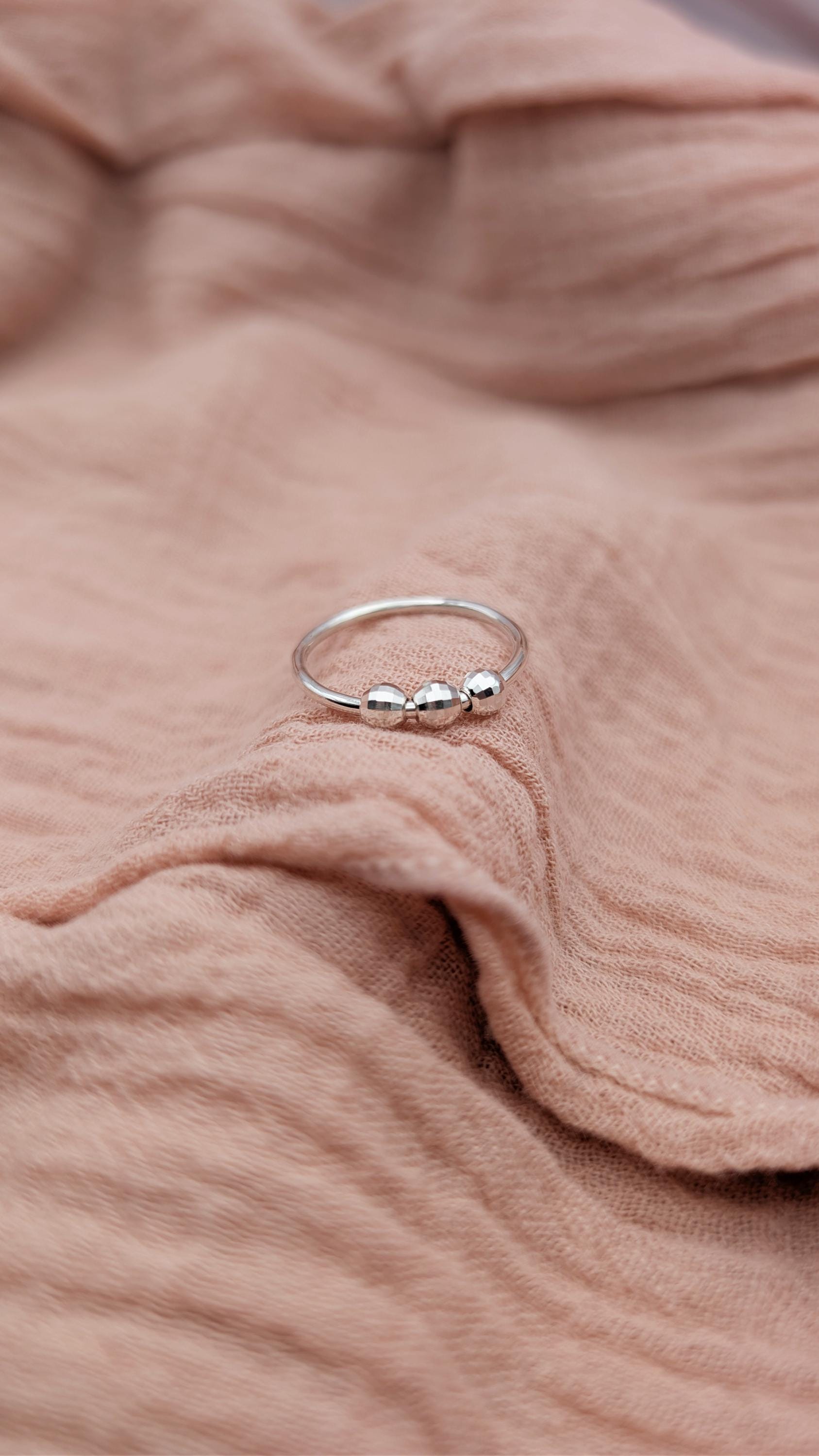 Disco Beads Fidget Ring in Sterling Silver ~ spinning ring, meditation ring, anxiety ring, ADHD