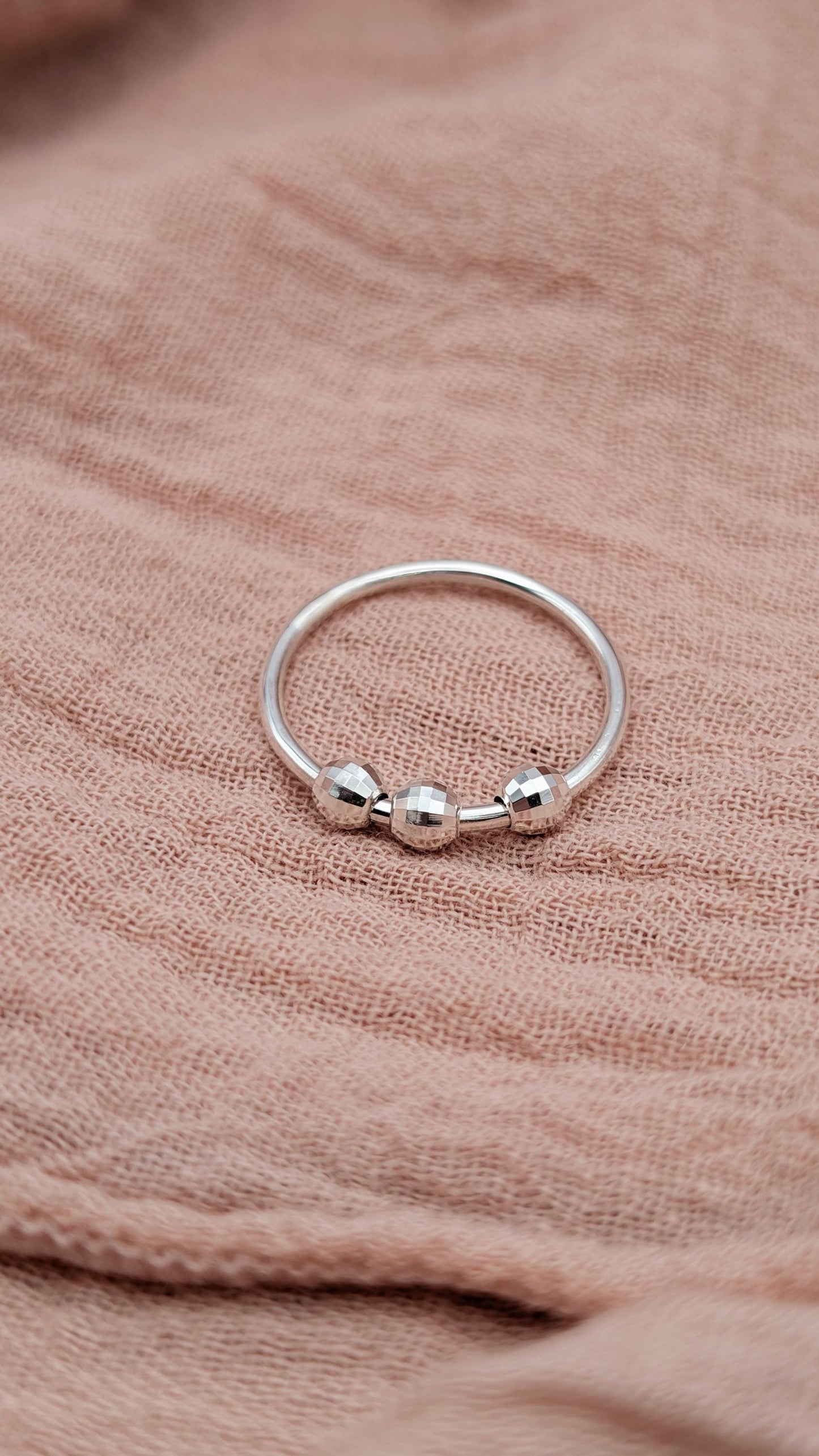 Disco Beads Fidget Ring in Sterling Silver ~ spinning ring, meditation ring, anxiety ring, ADHD