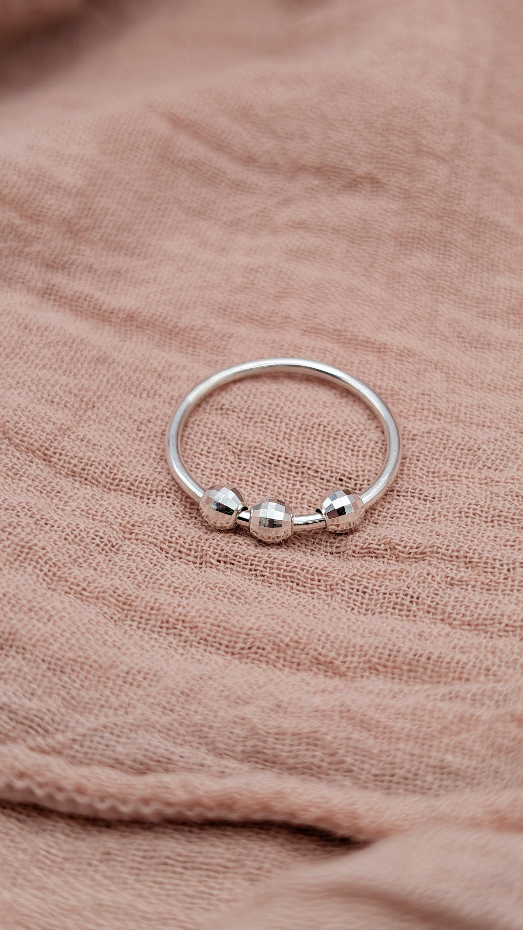 Disco Beads Fidget Ring in Sterling Silver ~ spinning ring, meditation ring, anxiety ring, ADHD