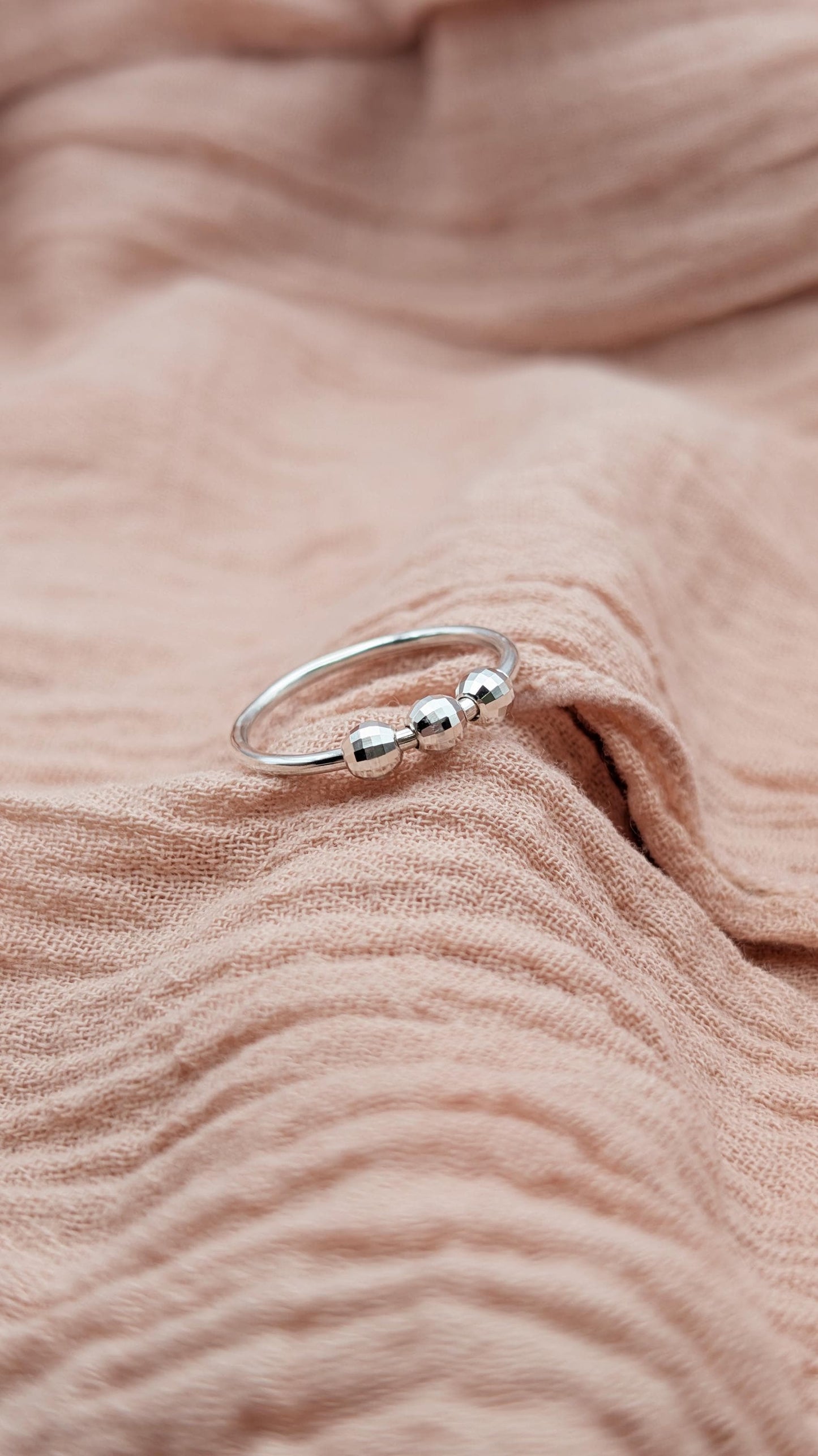 Disco Beads Fidget Ring in Sterling Silver ~ spinning ring, meditation ring, anxiety ring, ADHD