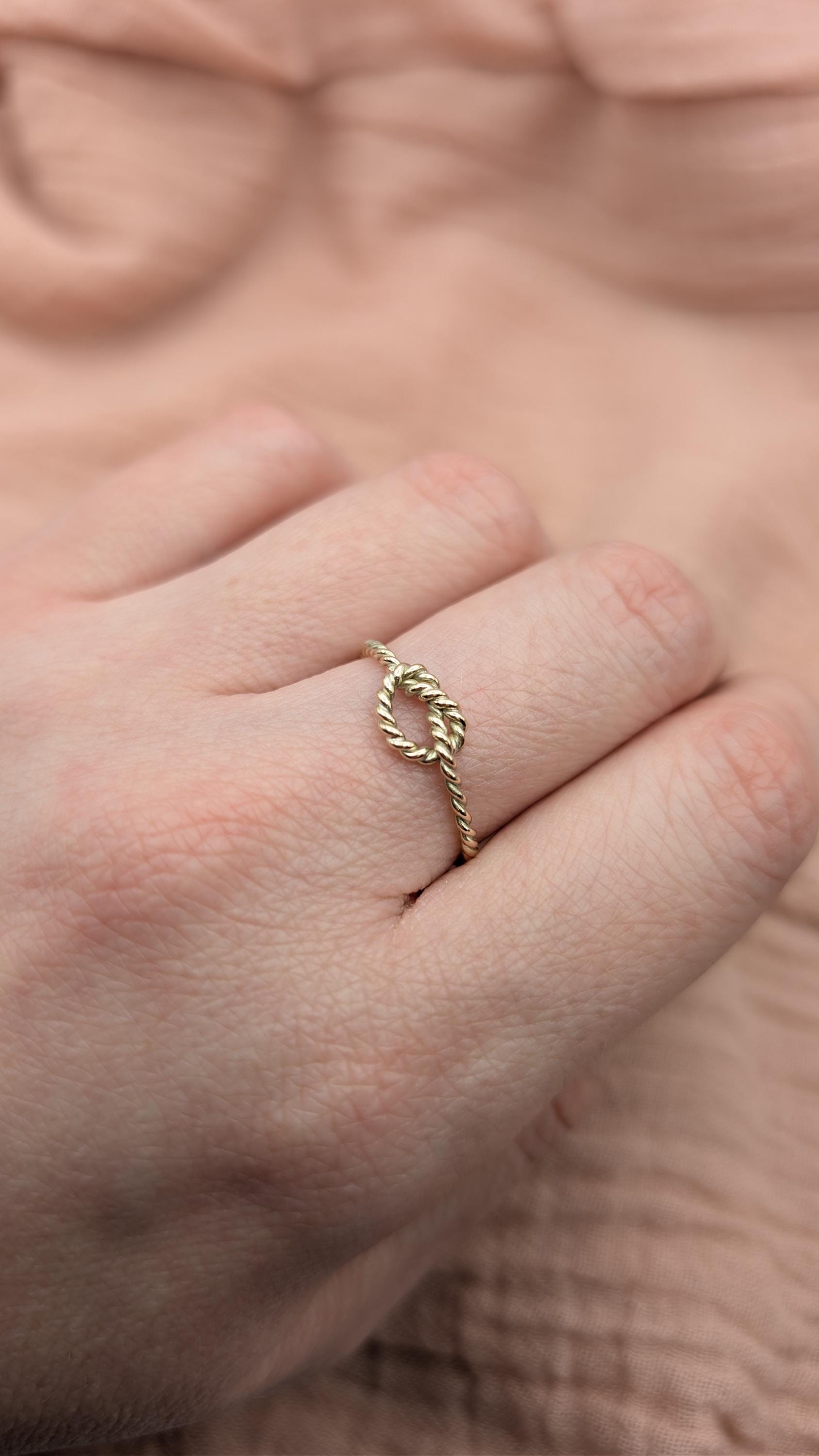 Solid 9ct Gold Rope Knot Infinity Ring ~ Nautical Minimalist Stacking Ring, love, friendship, valentine's day
