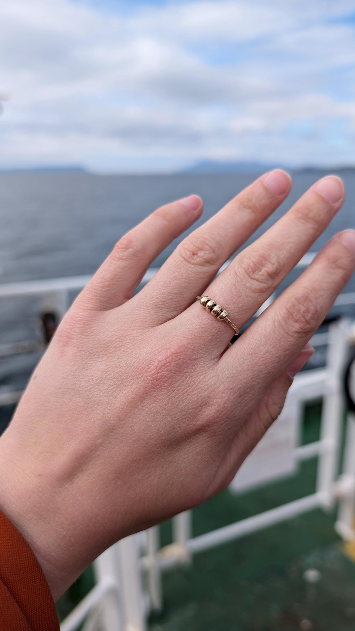 Fidget Ring 9ct Gold Stardust Doughnut Beads ~ spinner, meditation ring, anxiety relief, recycled gold