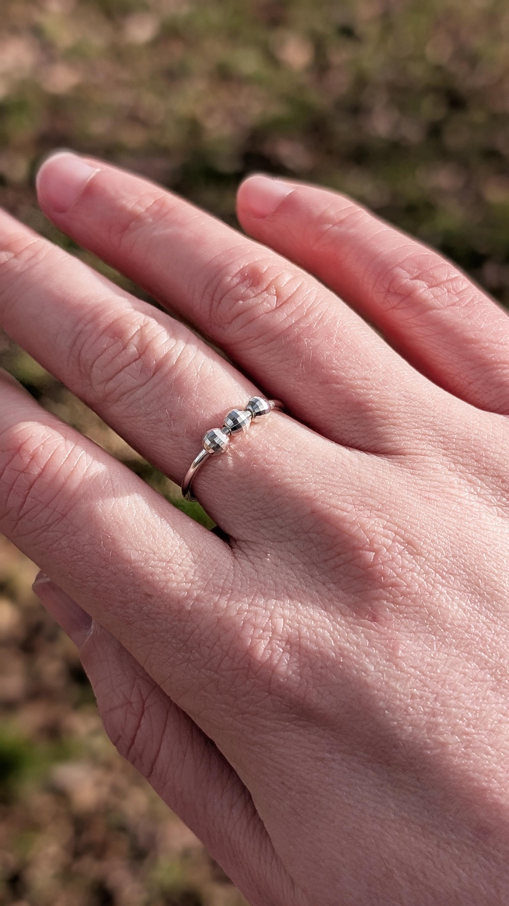 Disco Beads Fidget Ring in Sterling Silver ~ spinning ring, meditation ring, anxiety ring, ADHD