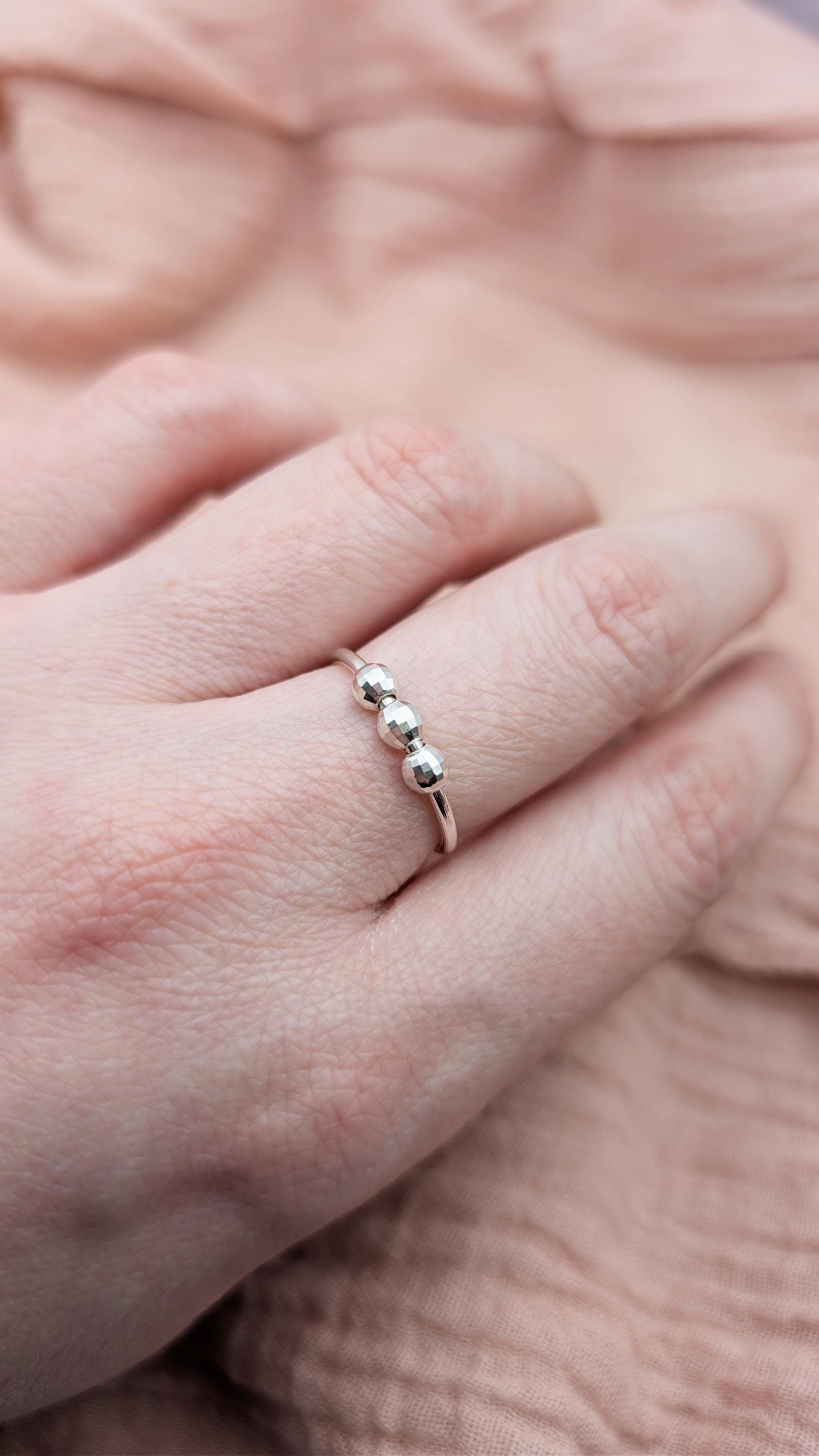 Disco Beads Fidget Ring in Sterling Silver ~ spinning ring, meditation ring, anxiety ring, ADHD