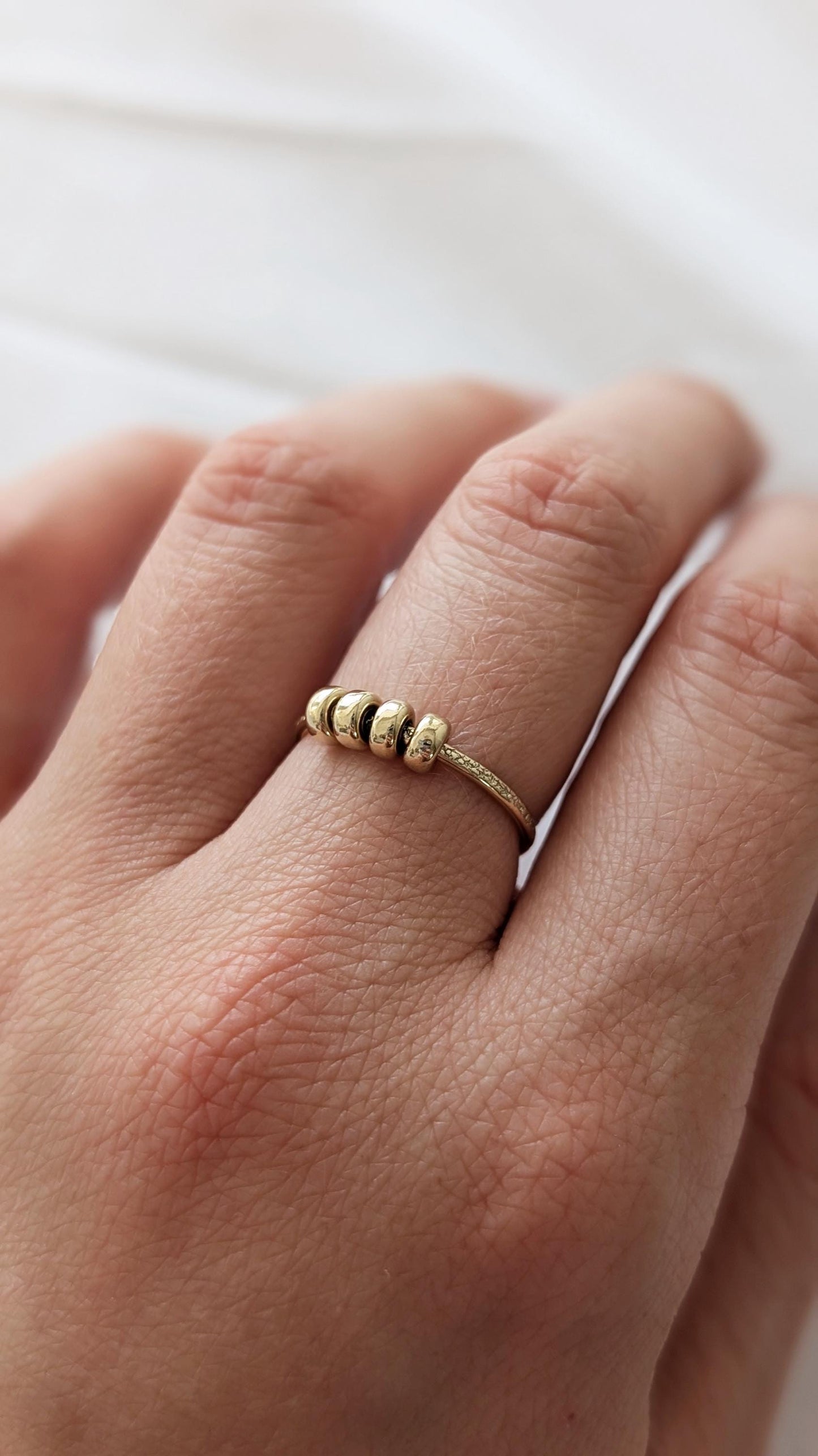 Fidget Ring 9ct Gold Stardust Doughnut Beads ~ spinner, meditation ring, anxiety relief, recycled gold