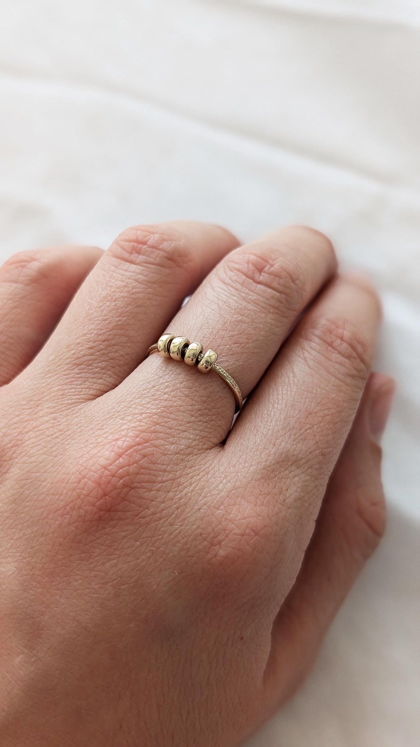 Fidget Ring 9ct Gold Stardust Doughnut Beads ~ spinner, meditation ring, anxiety relief, recycled gold