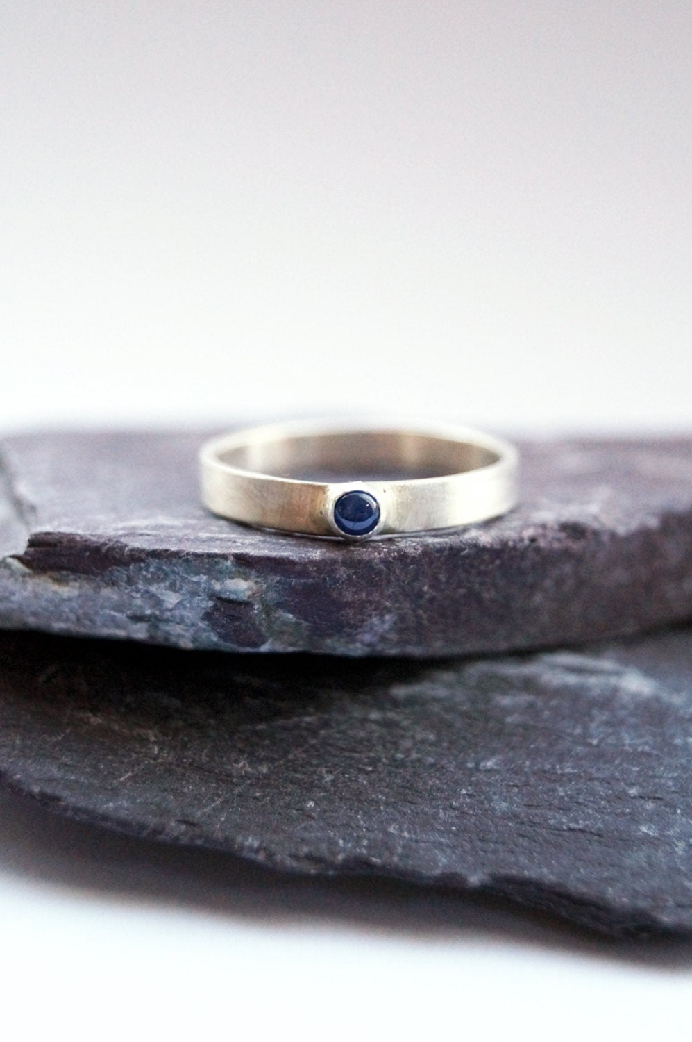 Lapis Lazuli Gemstone Band Recycled Sterling Silver Ring
