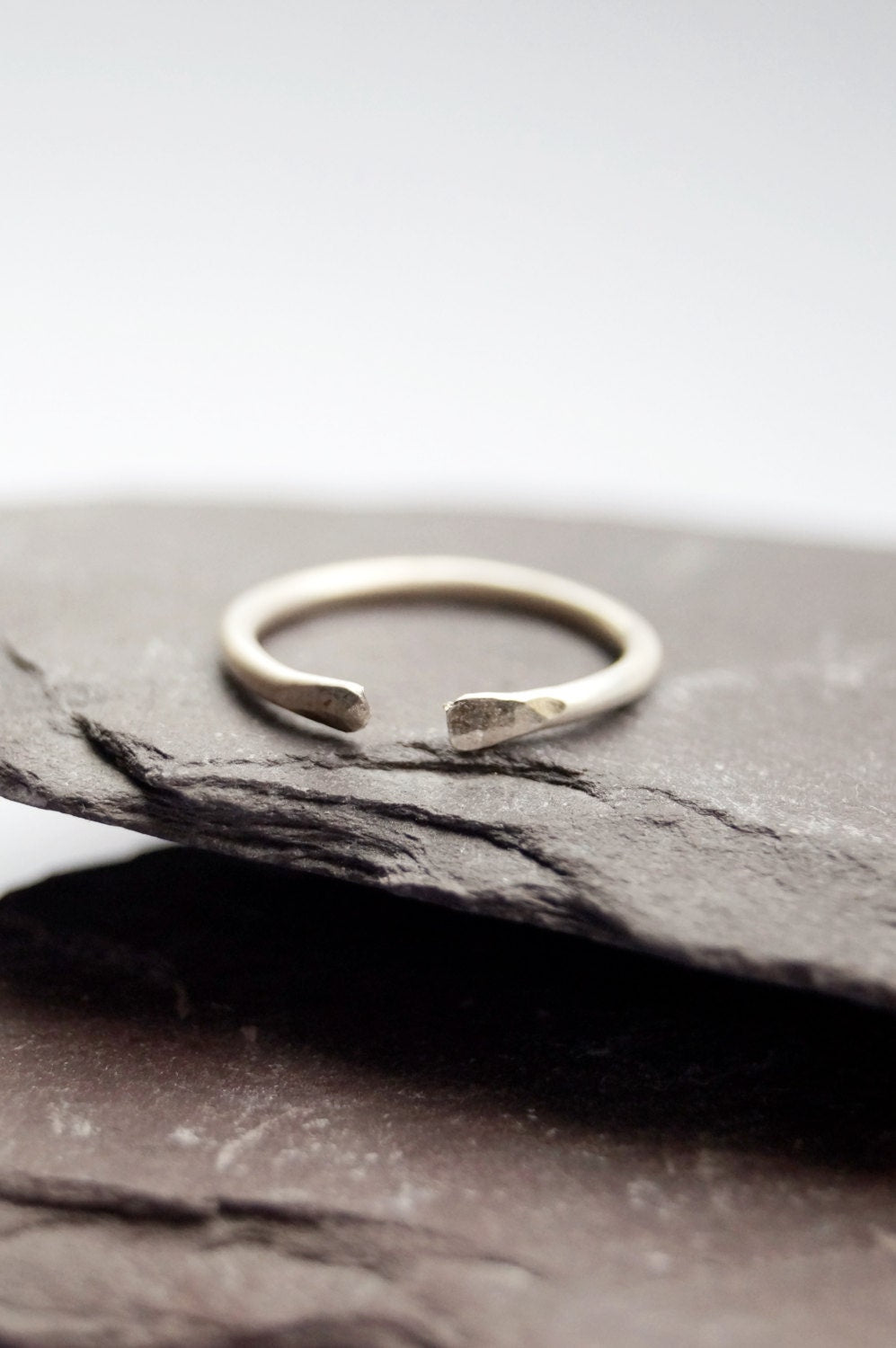 Recycled Sterling Silver Hammered Open Midi Ring