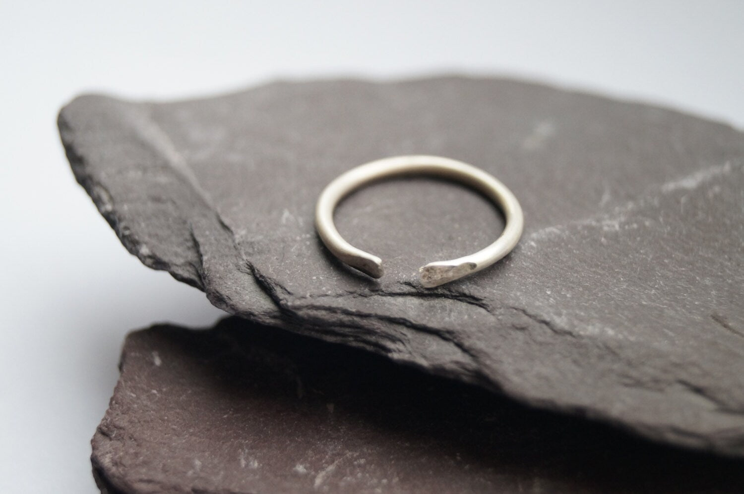 Recycled Sterling Silver Hammered Open Midi Ring ~ modern, statement, knuckle ring