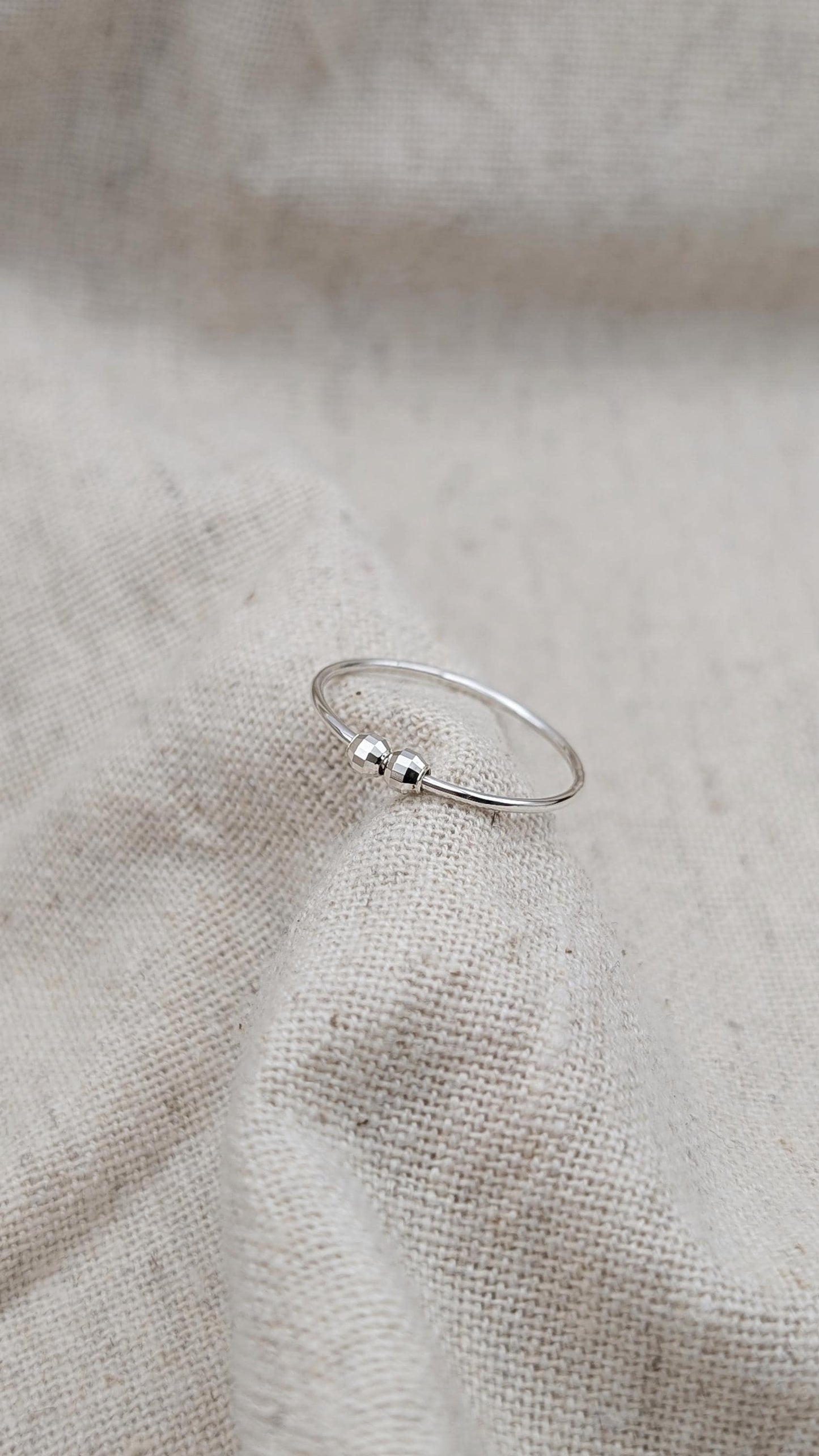 Sterling Silver Disco Beads Fidget Skinny Ring ~ spinner ring, meditation ring, anxiety ring, ADHD