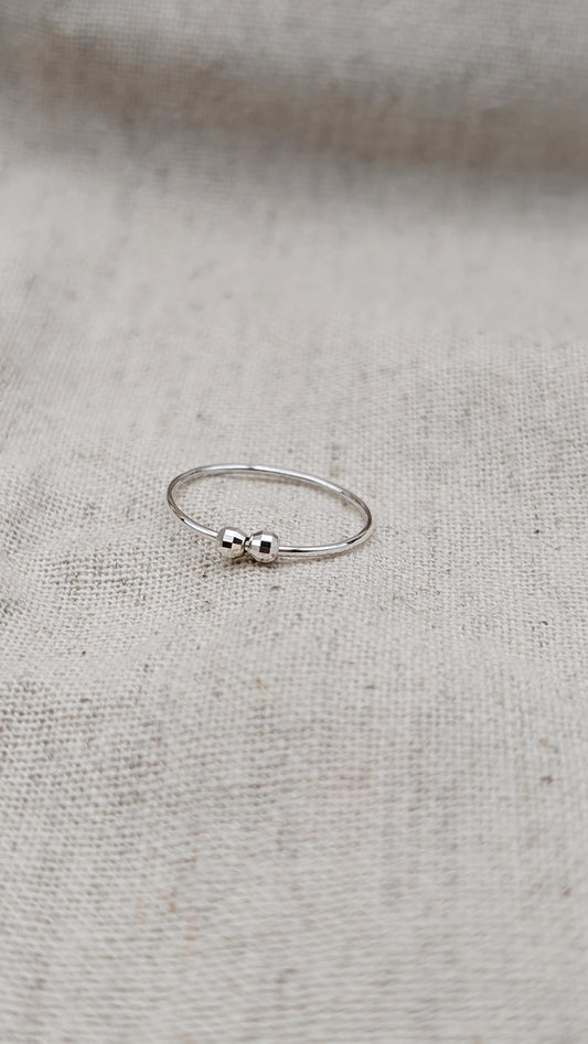 Sterling Silver Disco Beads Fidget Skinny Ring ~ spinner ring, meditation ring, anxiety ring, ADHD