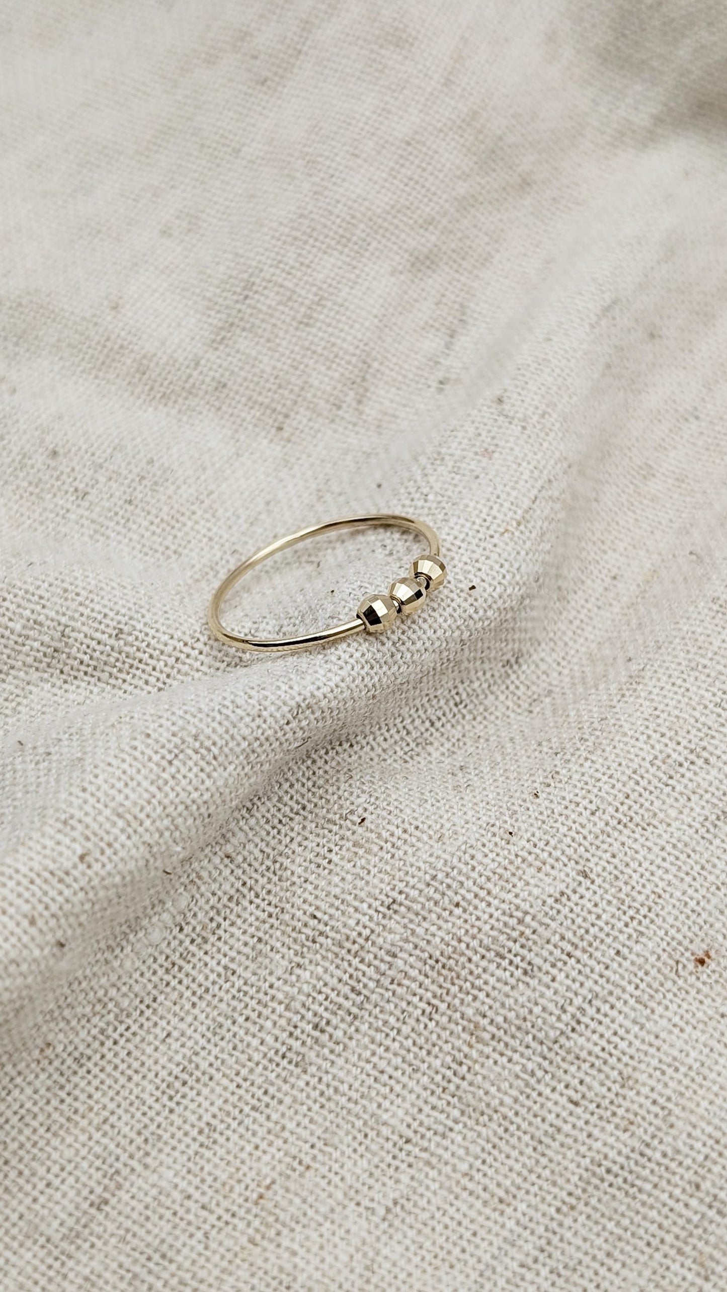 9ct Gold Disco Beads Fidget Skinny Ring ~ recycled gold, spinner ring, meditation ring, anxiety ring, ADHD