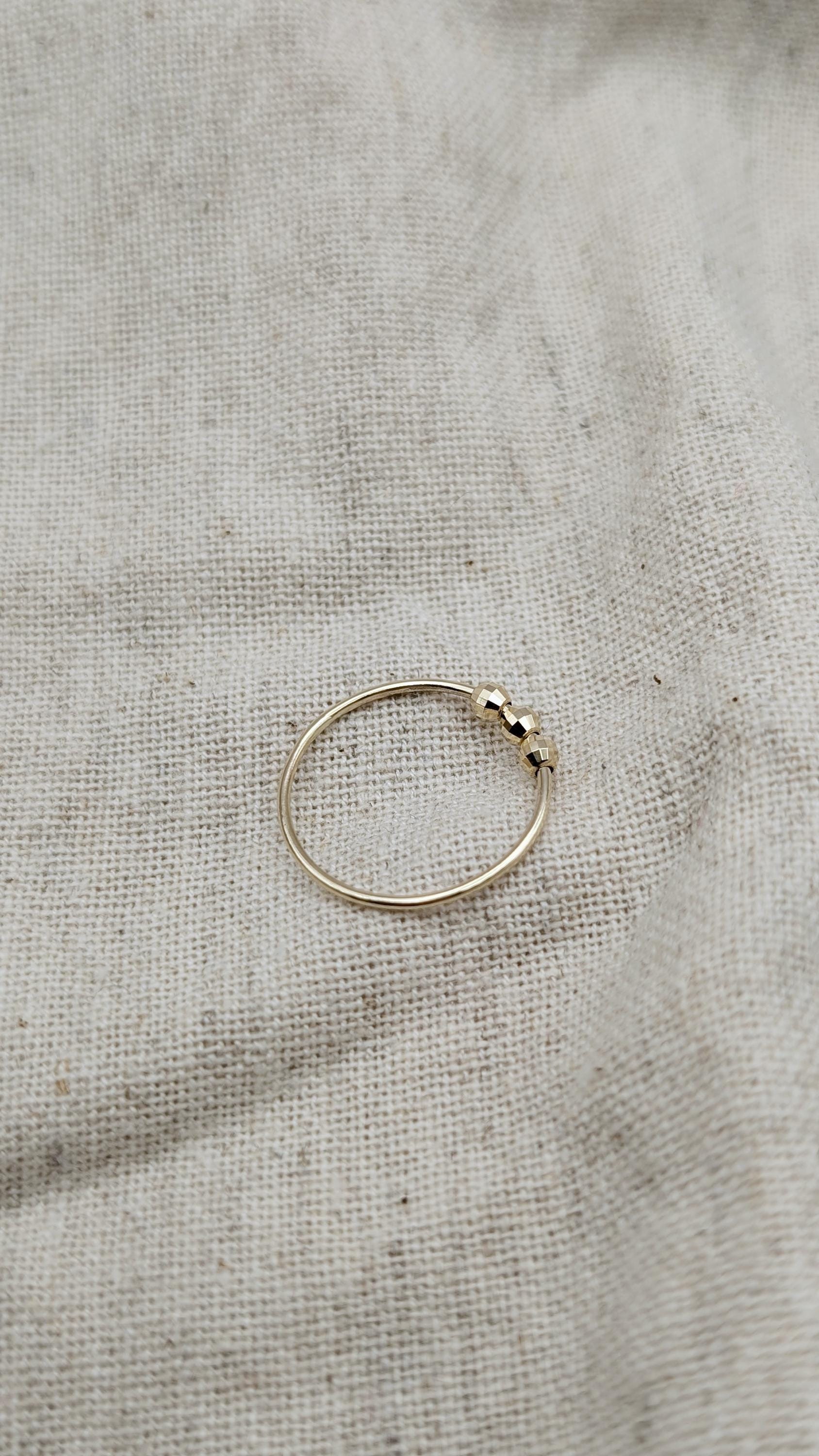 9ct Gold Disco Beads Fidget Skinny Ring ~ recycled gold, spinner ring, meditation ring, anxiety ring, ADHD