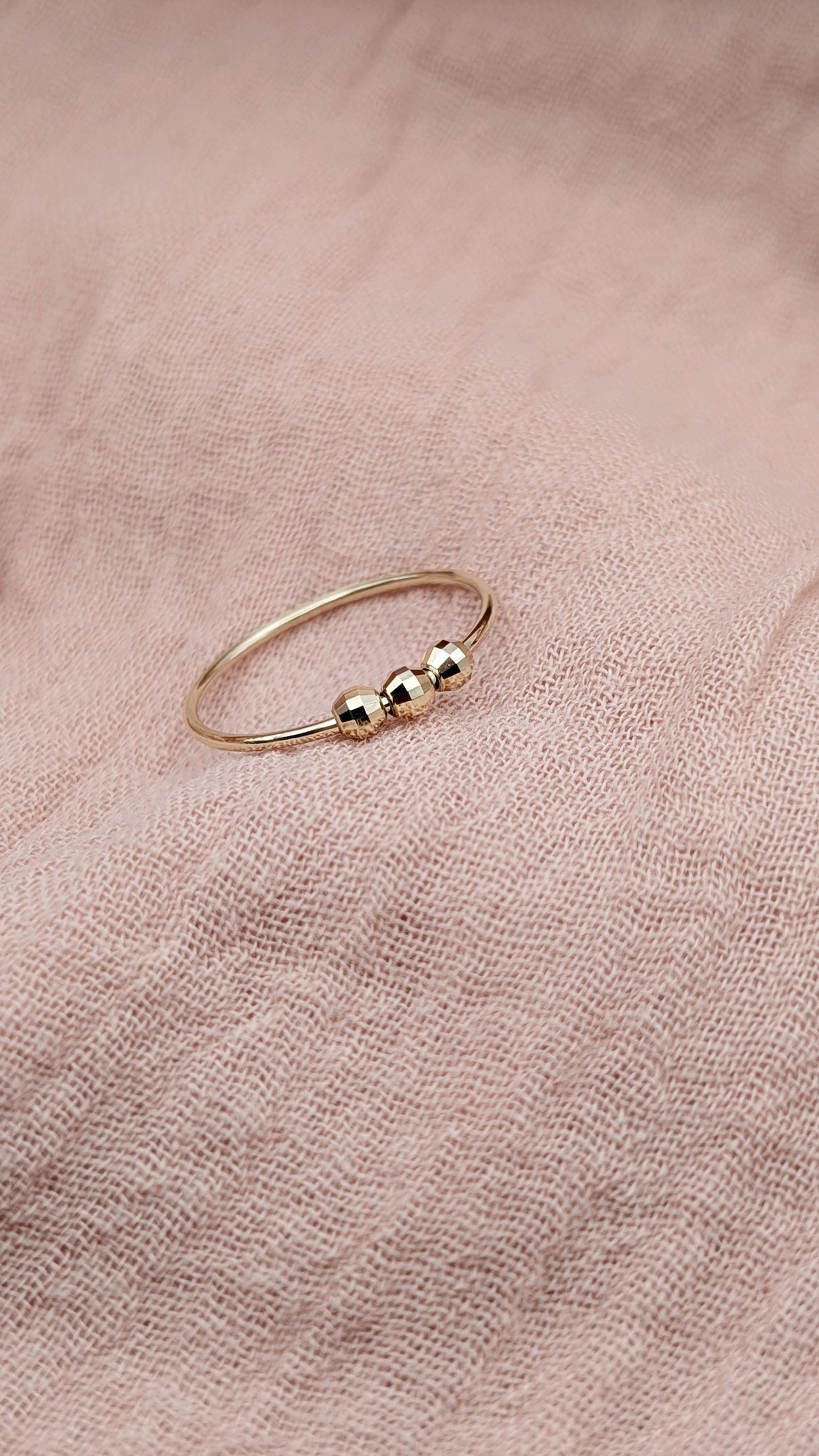 9ct Gold Disco Beads Fidget Skinny Ring ~ recycled gold, spinner ring, meditation ring, anxiety ring, ADHD