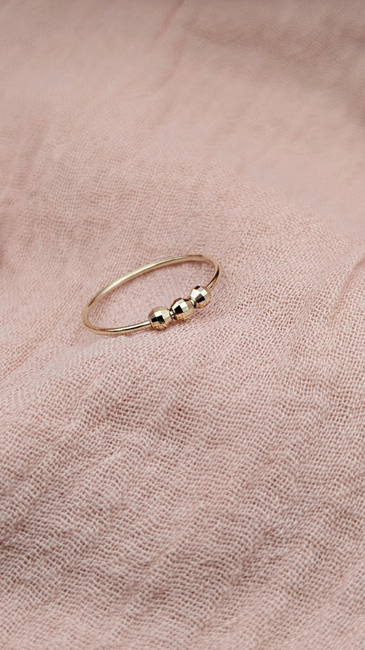 9ct Gold Disco Beads Fidget Skinny Ring ~ recycled gold, spinner ring, meditation ring, anxiety ring, ADHD