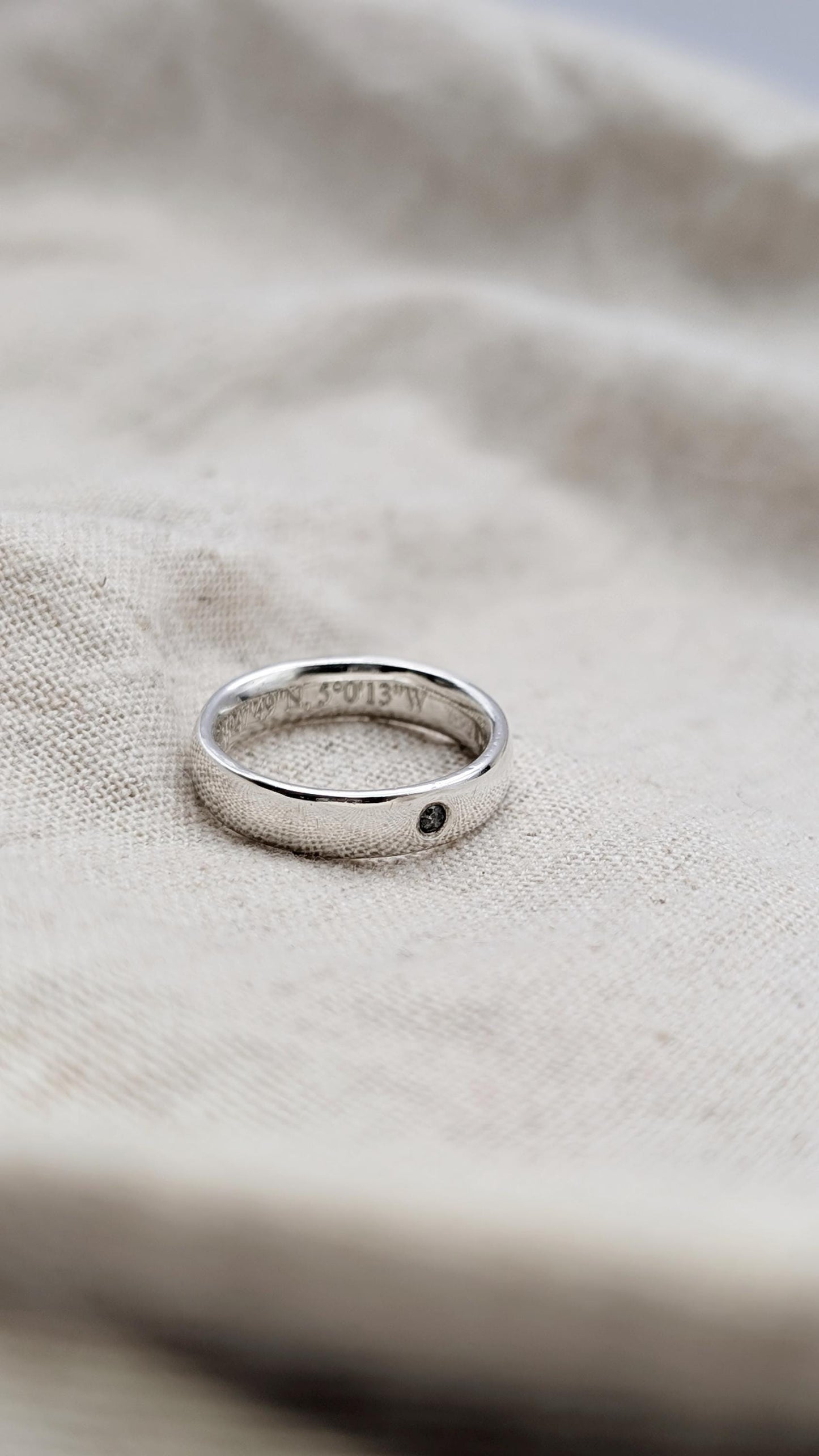 Personalised Salt & Pepper Diamond Sterling Silver Ring ~ alternative wedding band, engagement ring, engraved, chunky band