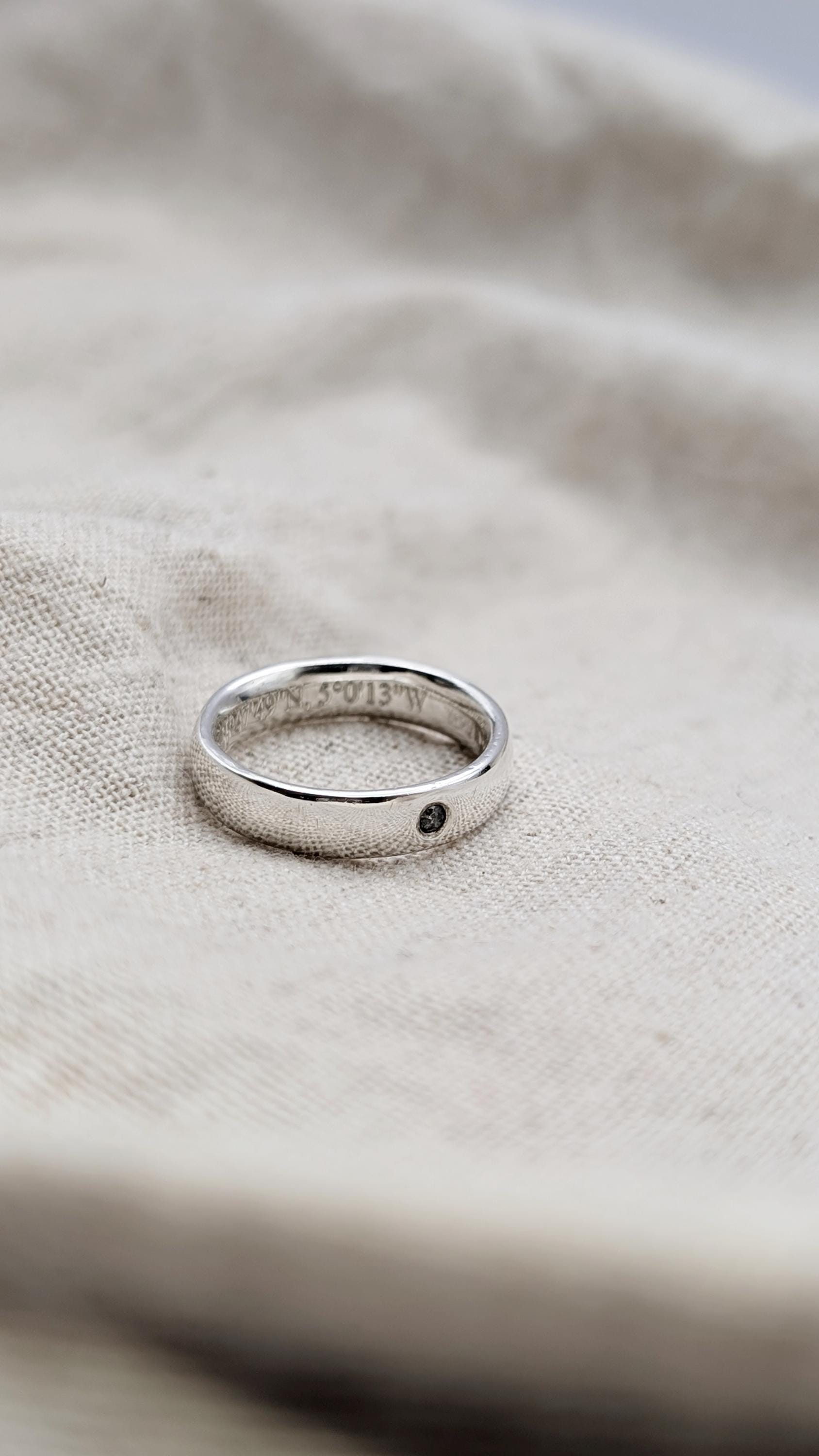 Personalised Salt & Pepper Diamond Sterling Silver Ring ~ alternative wedding band, engagement ring, engraved, chunky band