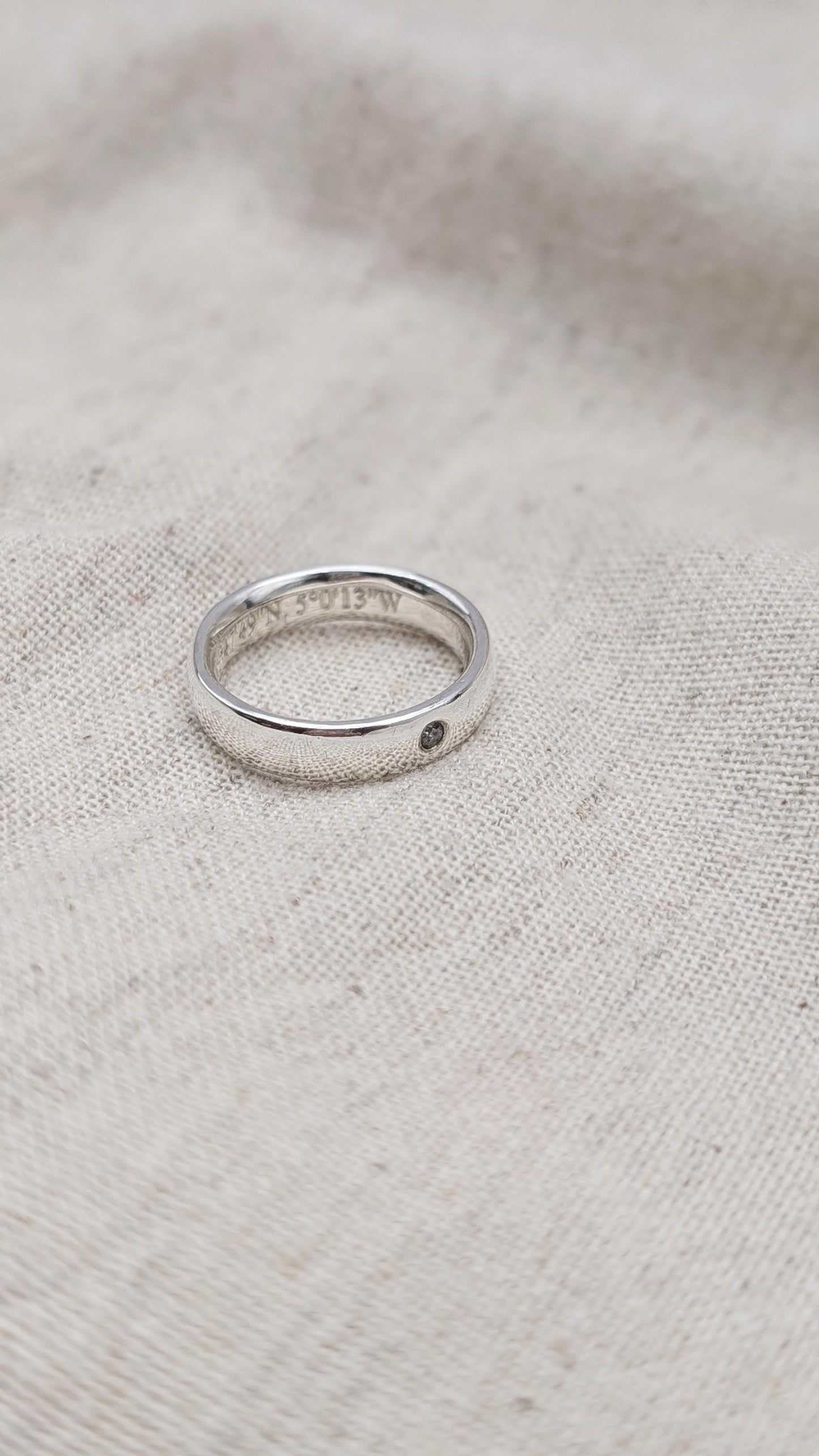 Personalised Salt & Pepper Diamond Sterling Silver Ring ~ alternative wedding band, engagement ring, engraved, chunky band