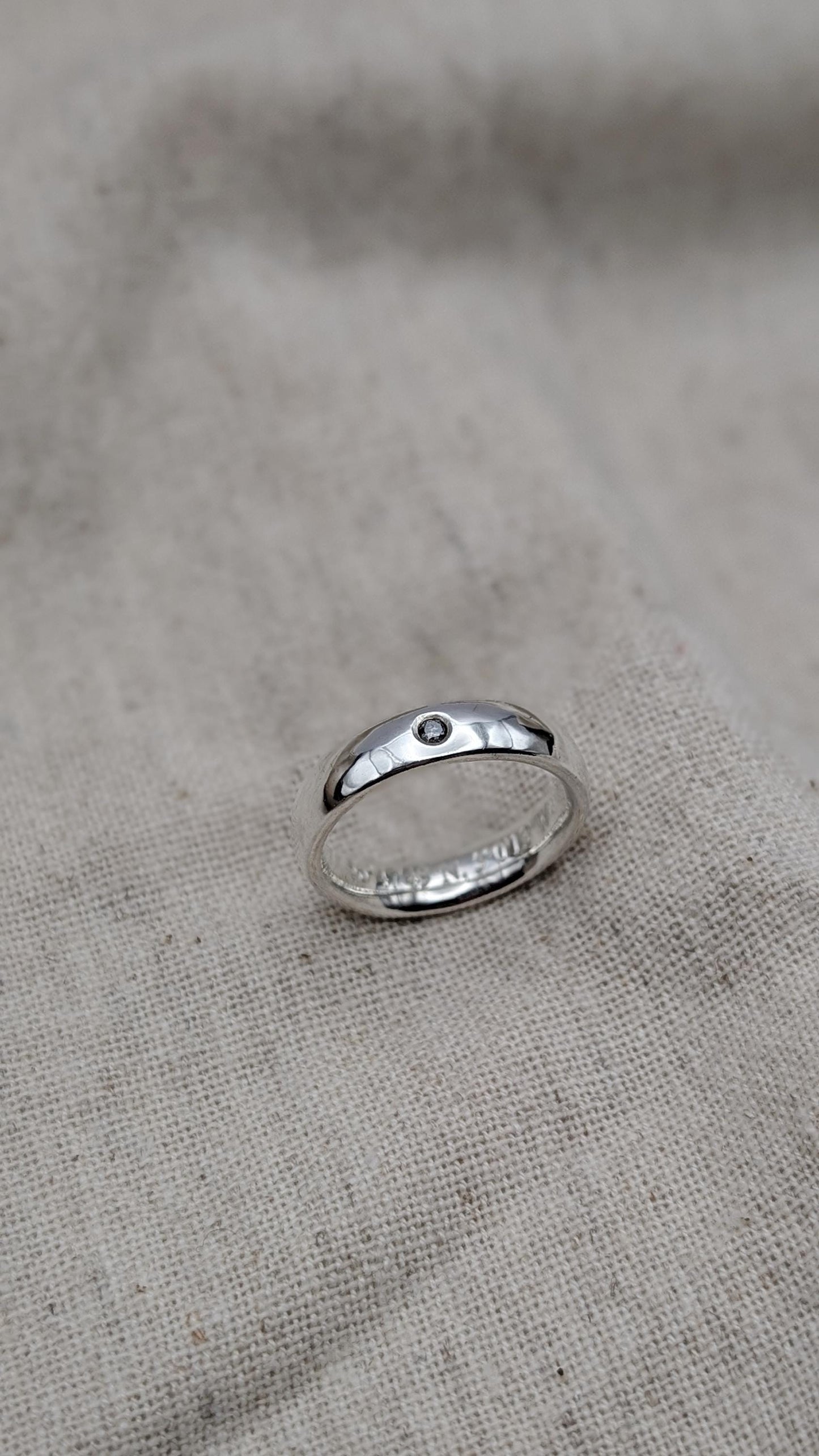 Personalised Salt & Pepper Diamond Sterling Silver Ring ~ alternative wedding band, engagement ring, engraved, chunky band