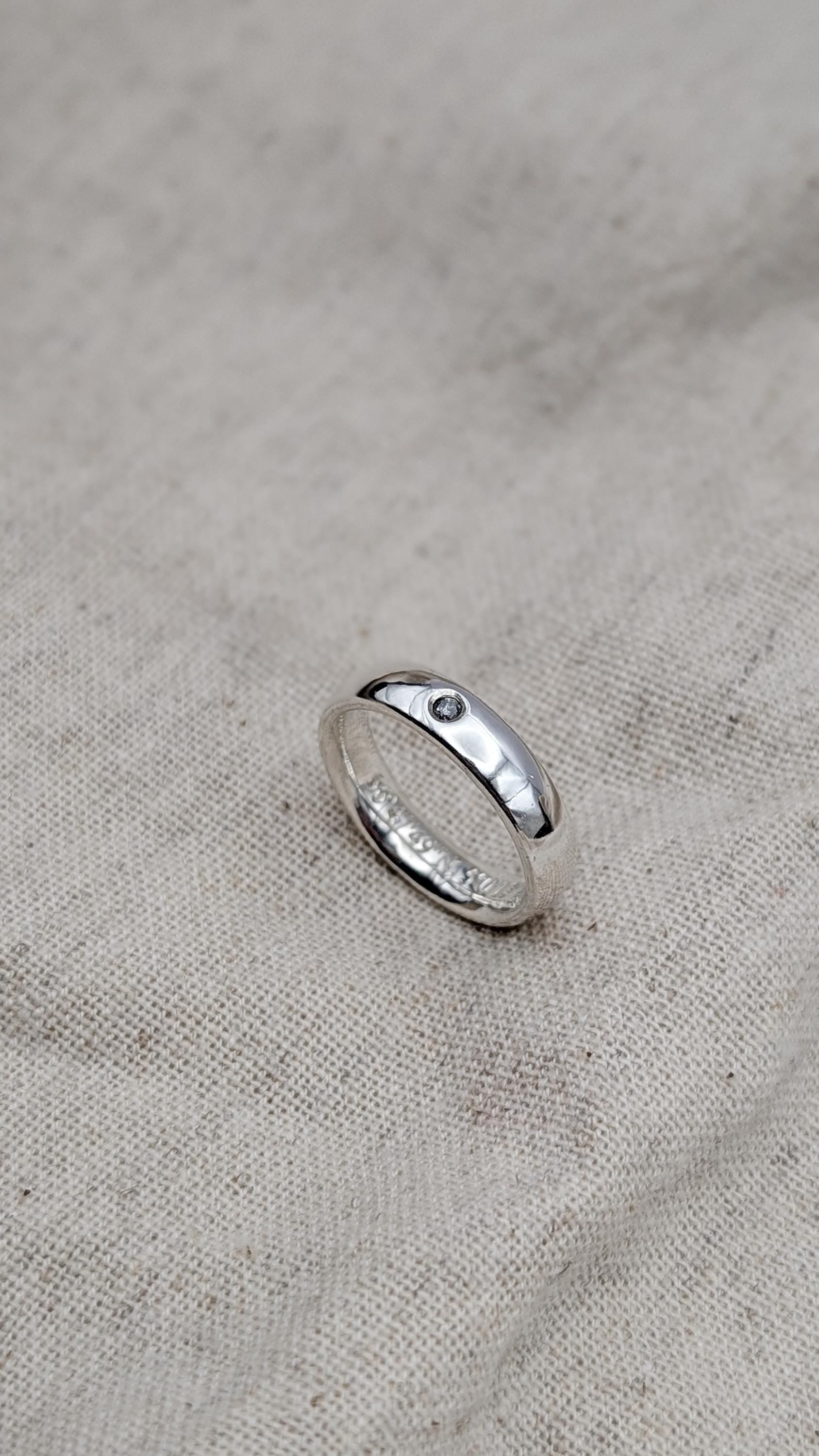 Personalised Salt & Pepper Diamond Sterling Silver Ring ~ alternative wedding band, engagement ring, engraved, chunky band