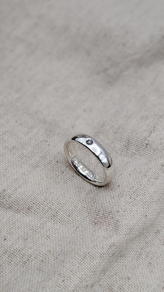 Personalised Salt & Pepper Diamond Sterling Silver Ring ~ alternative wedding band, engagement ring, engraved, chunky band