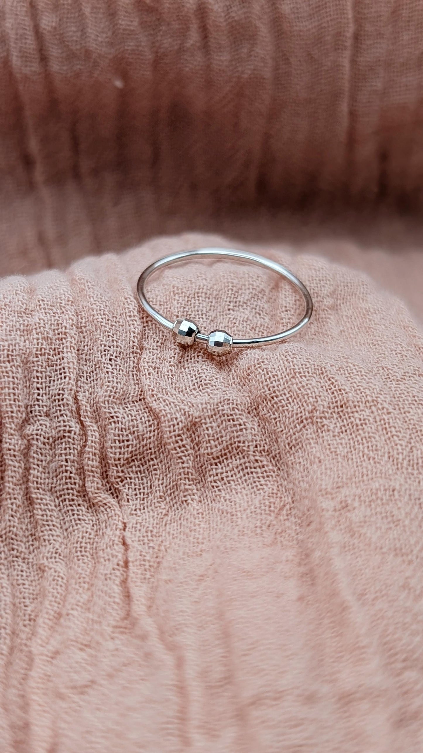 Sterling Silver Disco Beads Fidget Skinny Ring ~ spinner ring, meditation ring, anxiety ring, ADHD