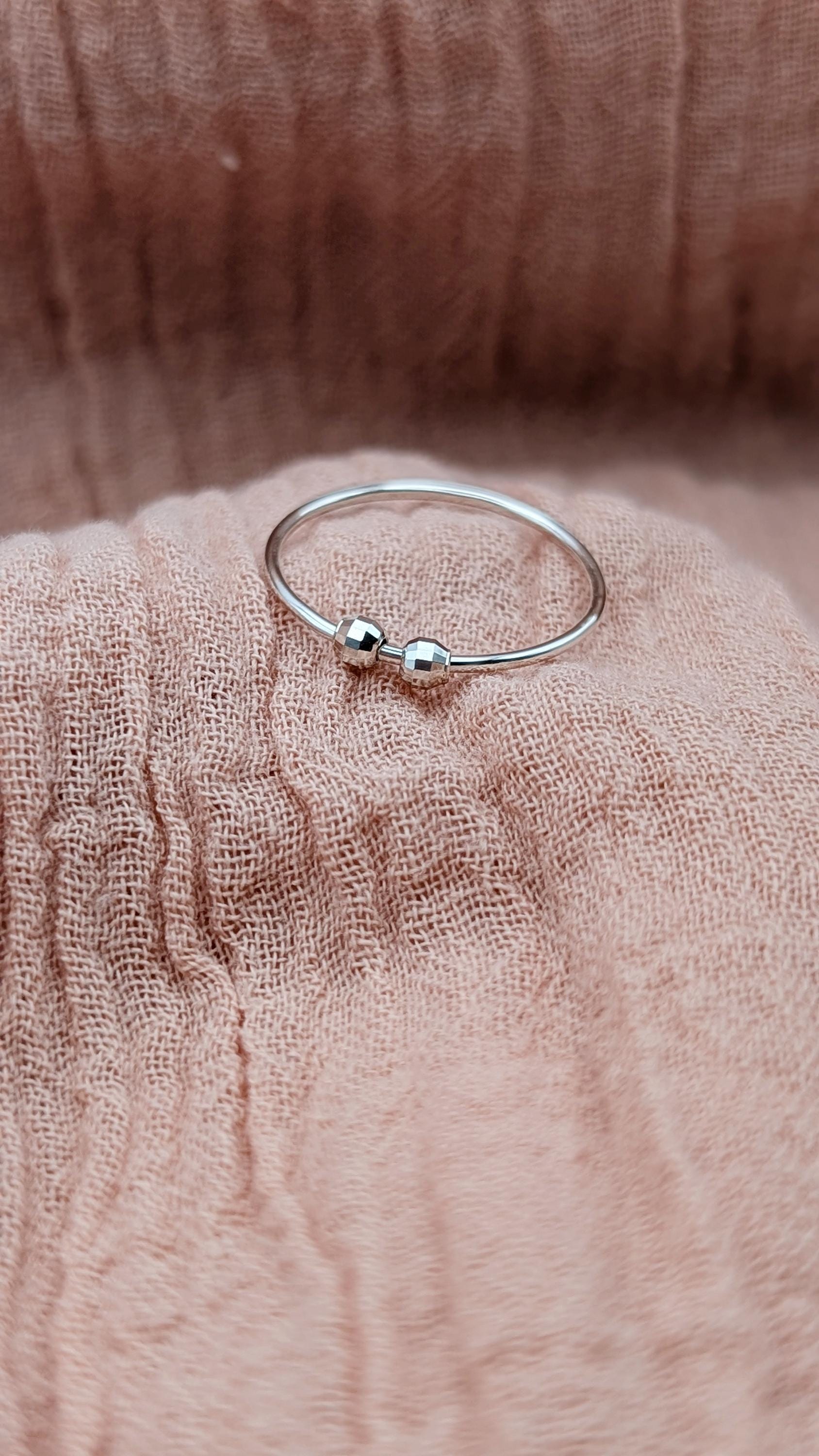 Sterling Silver Disco Beads Fidget Skinny Ring ~ spinner ring, meditation ring, anxiety ring, ADHD