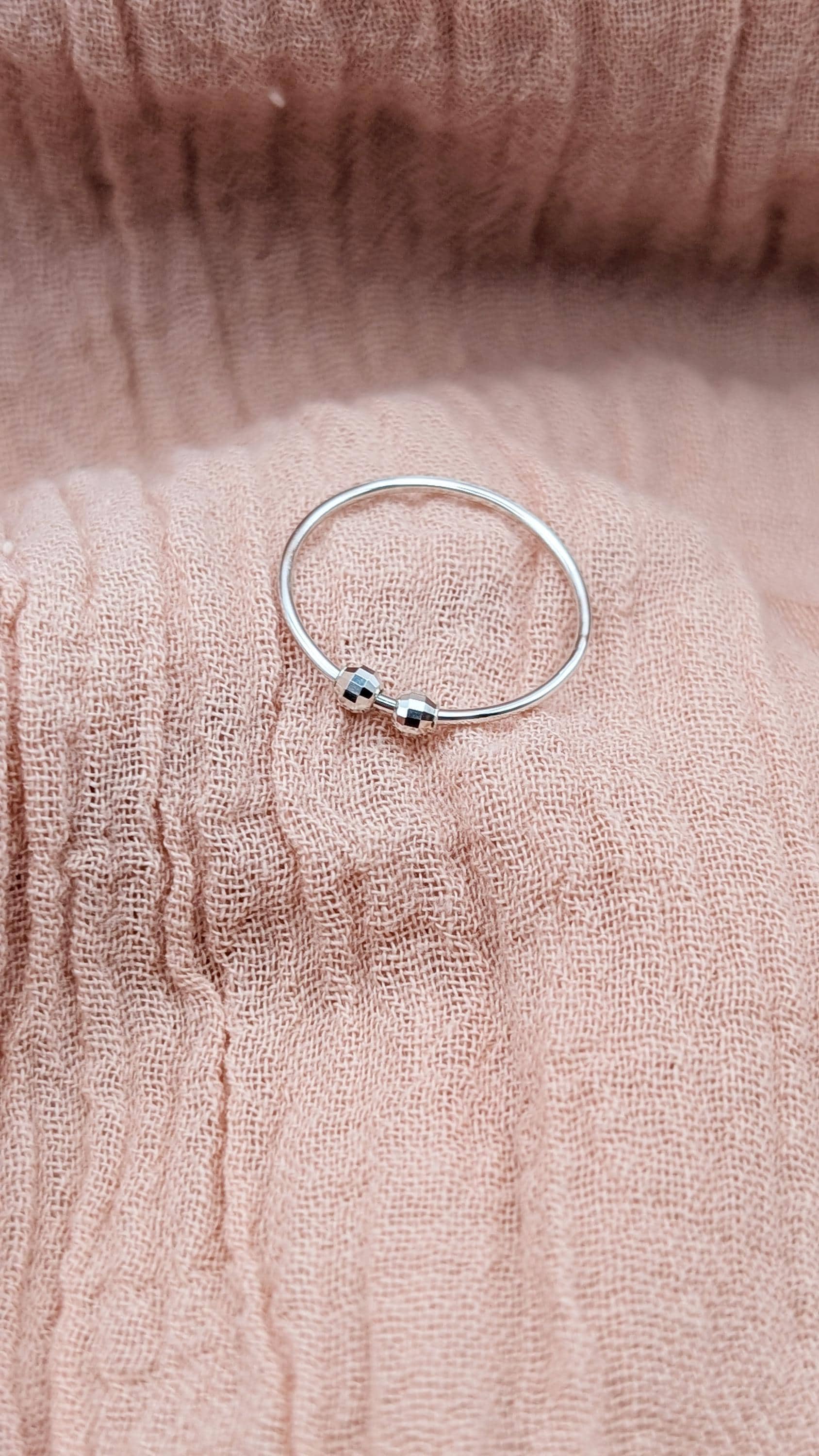 Sterling Silver Disco Beads Fidget Skinny Ring ~ spinner ring, meditation ring, anxiety ring, ADHD