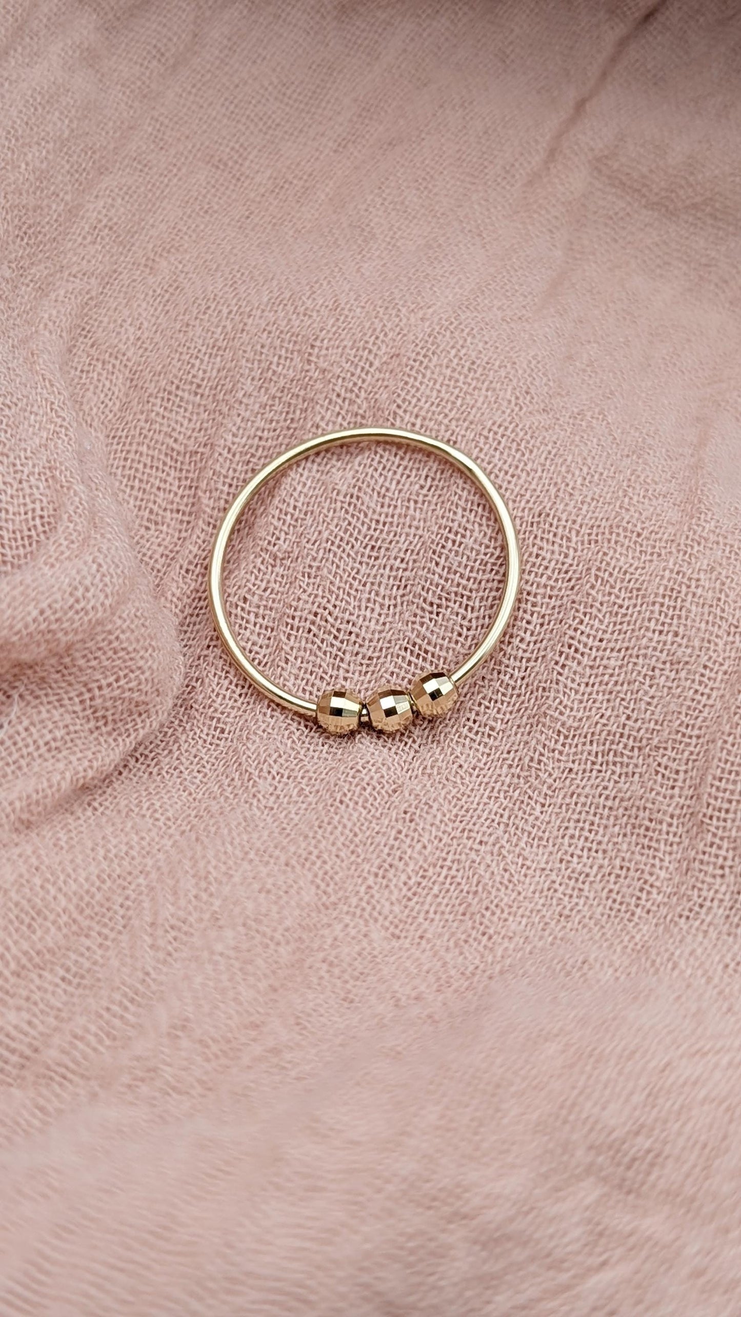 9ct Gold Disco Beads Fidget Skinny Ring ~ recycled gold, spinner ring, meditation ring, anxiety ring, ADHD