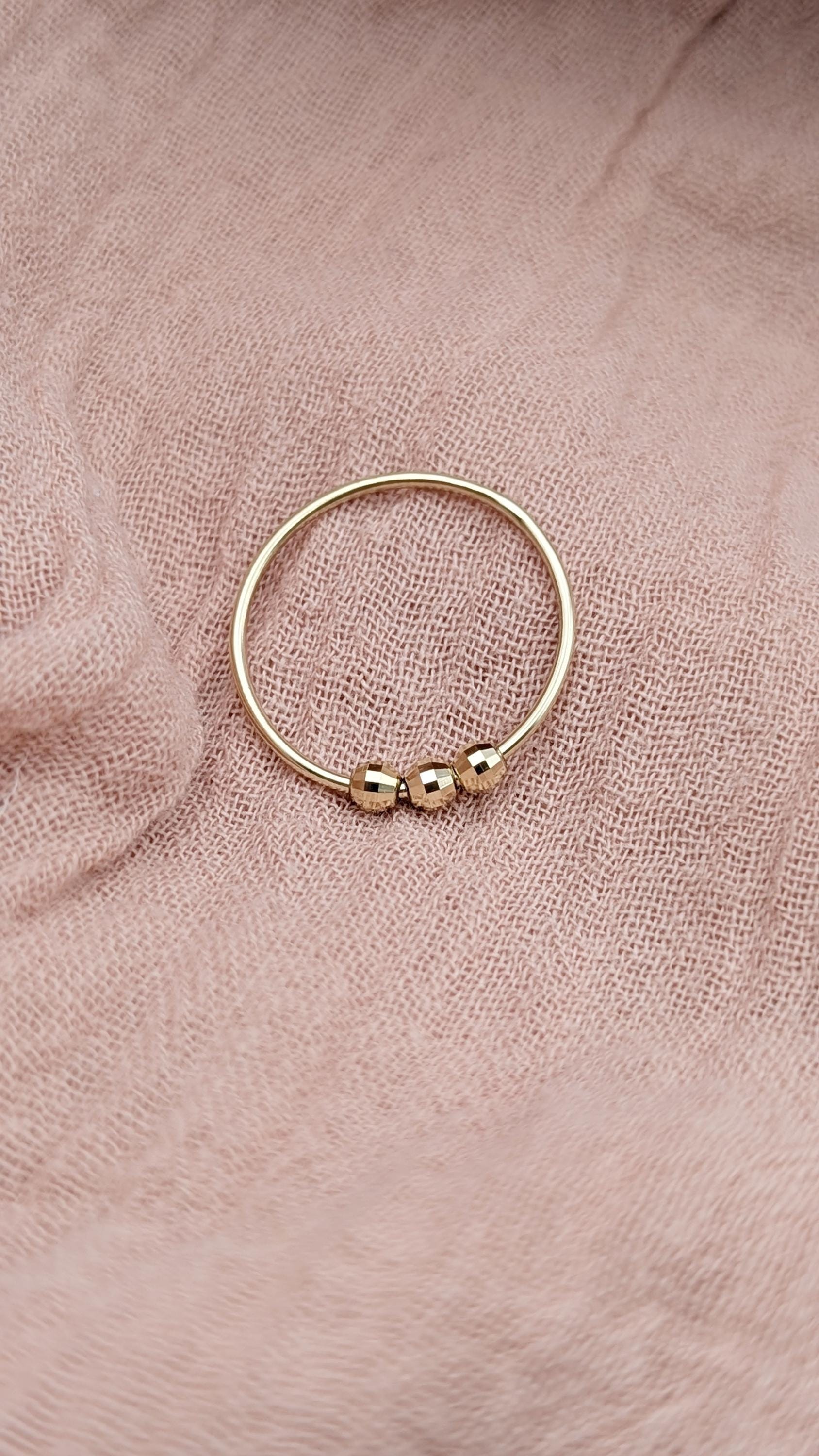 9ct Gold Disco Beads Fidget Skinny Ring ~ recycled gold, spinner ring, meditation ring, anxiety ring, ADHD