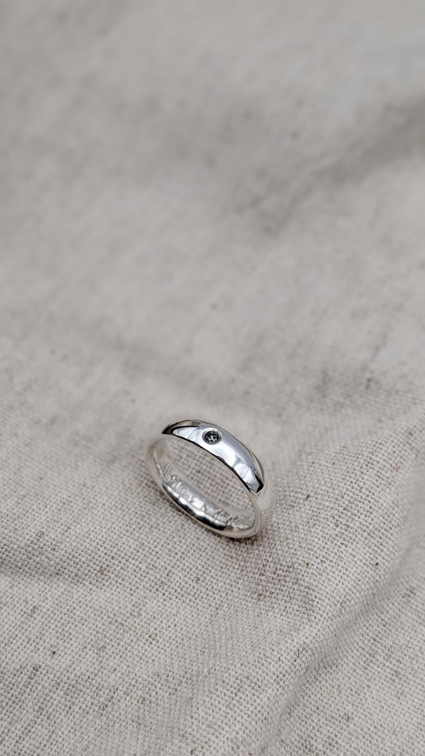 Personalised Salt & Pepper Diamond Sterling Silver Ring ~ alternative wedding band, engagement ring, engraved, chunky band