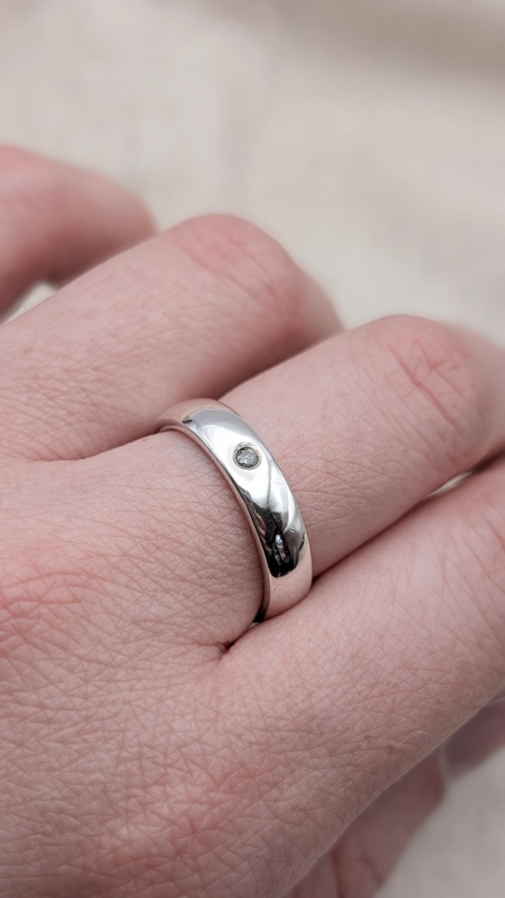 Personalised Salt & Pepper Diamond Sterling Silver Ring ~ alternative wedding band, engagement ring, engraved, chunky band