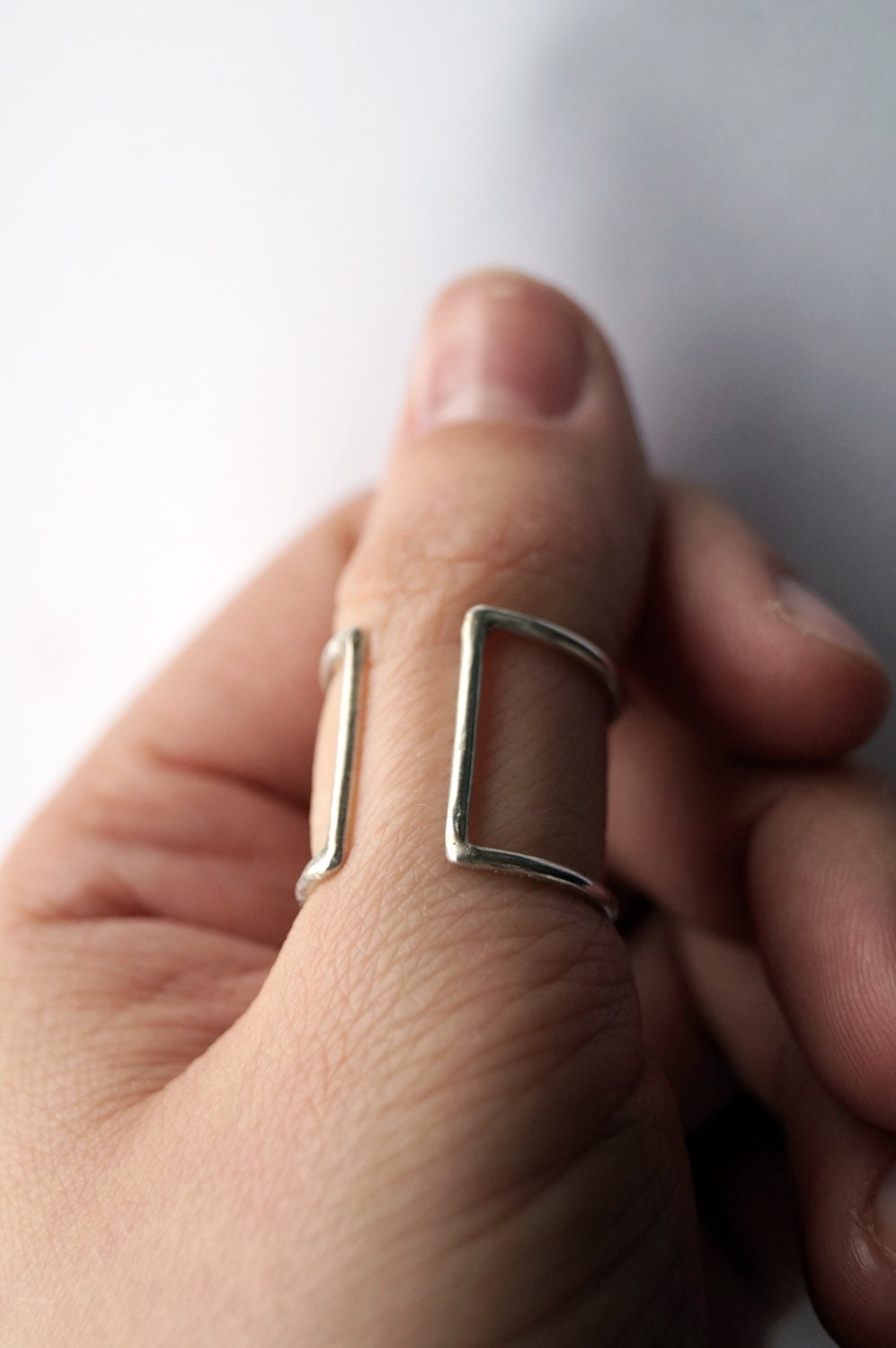Recycled Sterling Silver Geometric Open Cage Ring