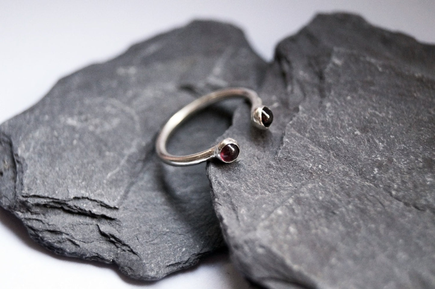 Gemstone Recycled Sterling Silver Open Midi Ring