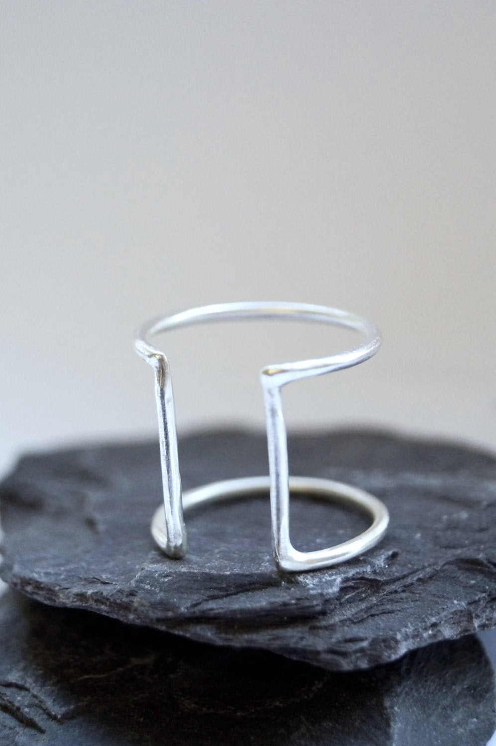 Recycled Sterling Silver Geometric Open Cage Ring