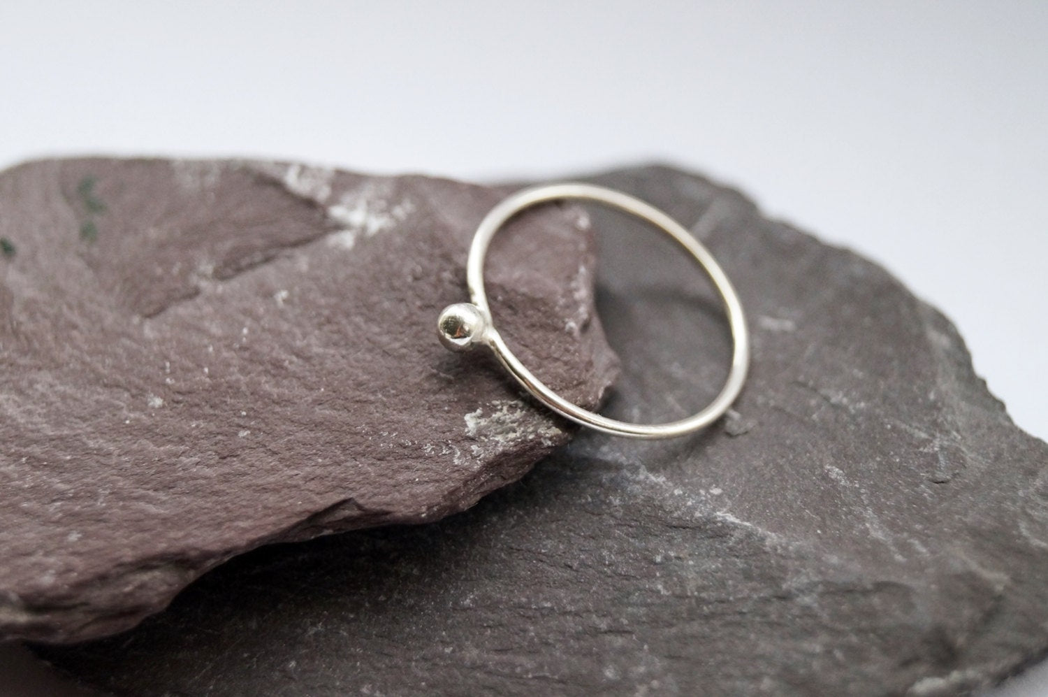 Skinny Sphere Sterling Silver Ring ~ stacking ring, dot, bead, ball, round, skinny, stackable, silver, recycled