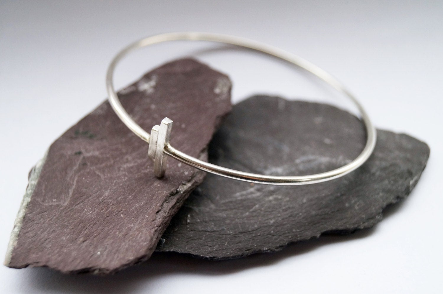 Recycled Sterling Silver Parallels Bangle ~ simple, modern, stacking, geometric, bangle, bracelet, gift, birthday