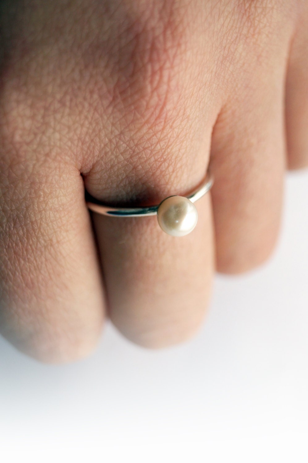 Freshwater Pearl Sterling Silver Ring ~ statement ring, stacking ring, gemstone, unique, pearl, wedding, bridesmaid, bands