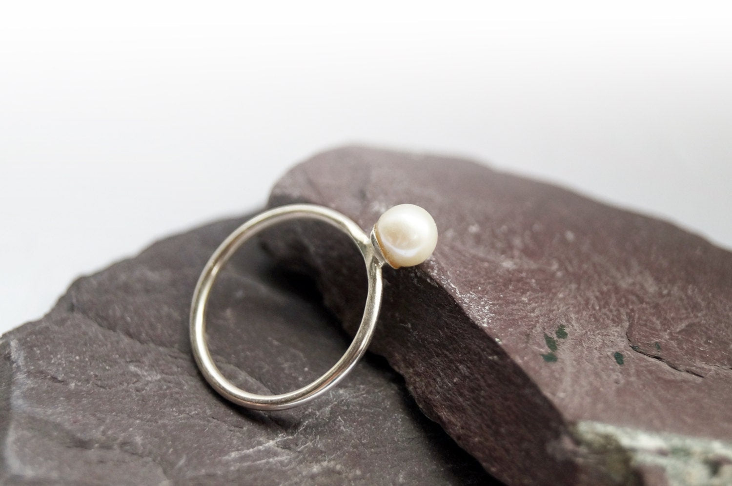 Freshwater Pearl Sterling Silver Ring ~ statement ring, stacking ring, gemstone, unique, pearl, wedding, bridesmaid, bands