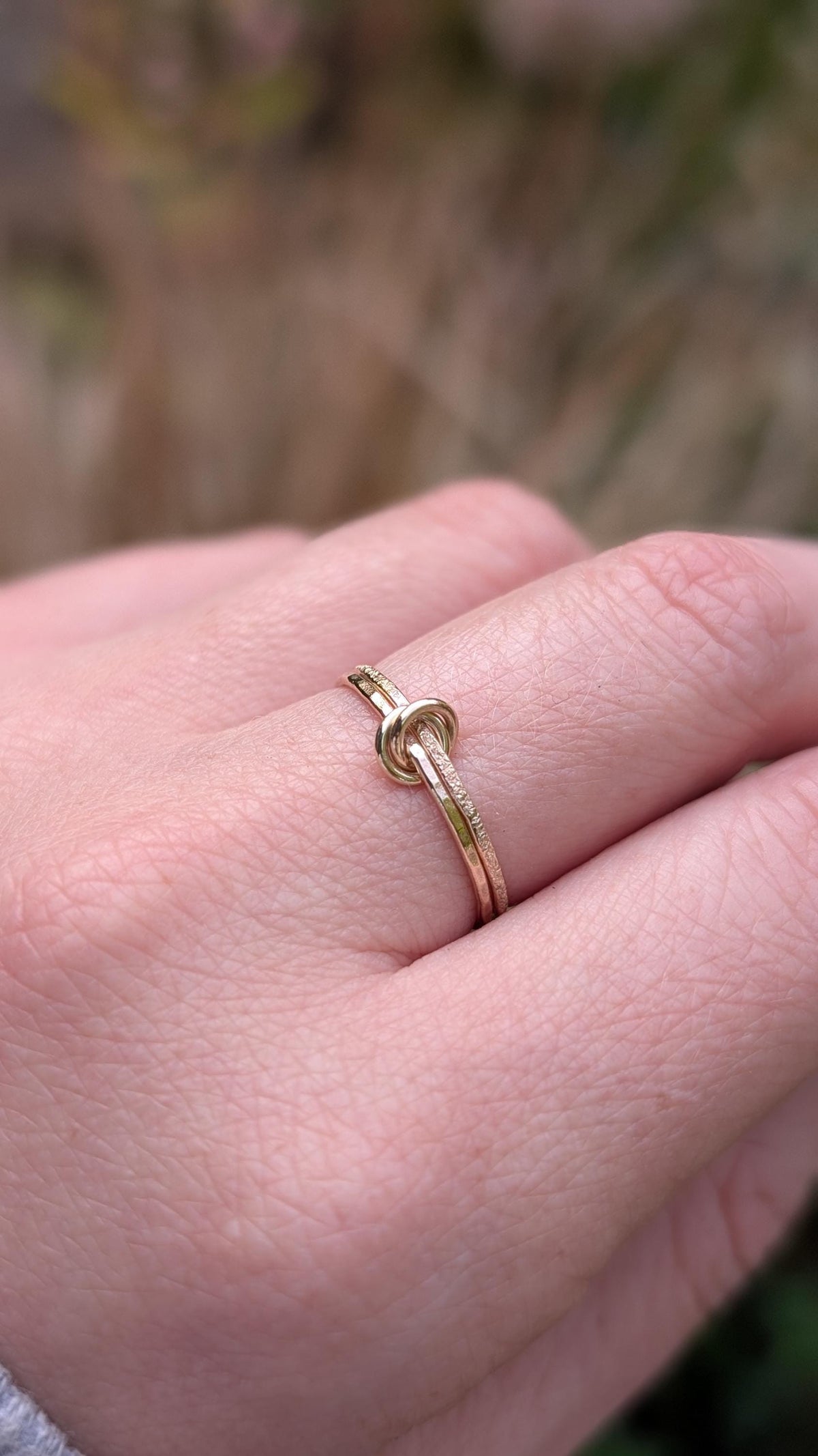 Interlocking Fidget Ring Skinny Stardust & Hammered 9ct Gold ~ Spinner Ring, Meditation, Recycled Metal