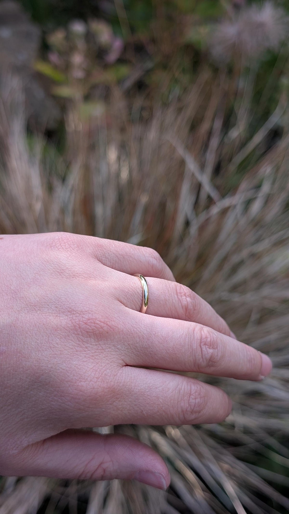 Solid D-Shape Band, 9ct Recycled Gold Ring, Wedding Band