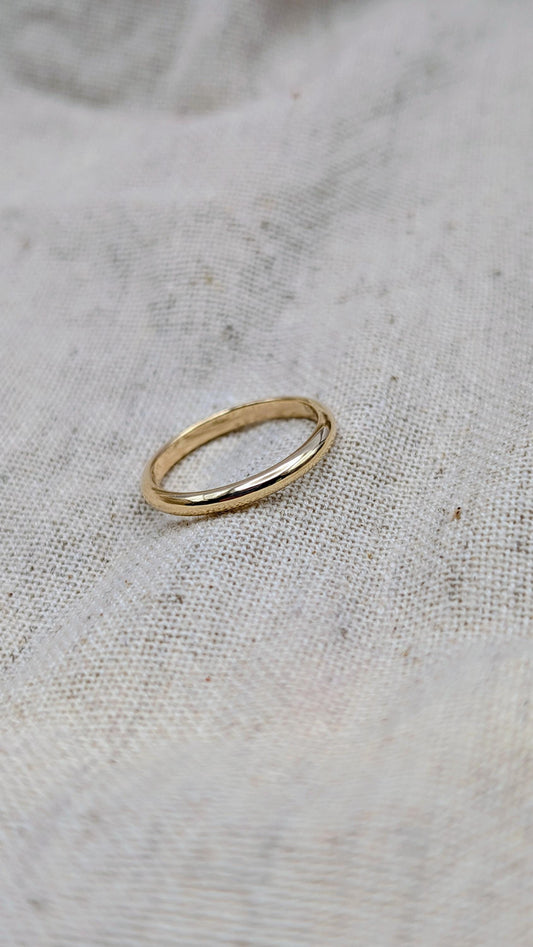Solid D-Shape Band, 9ct Recycled Gold Ring, Wedding Band
