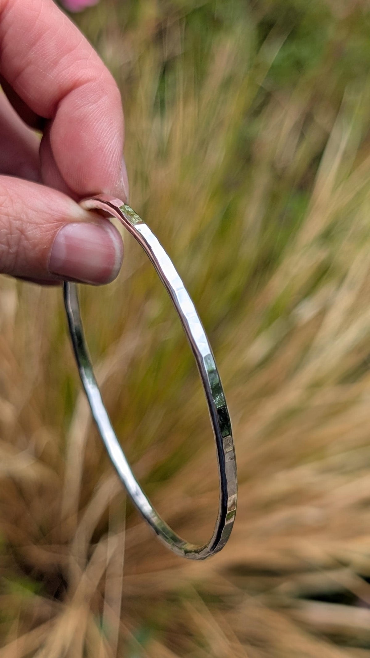 Sterling Silver Hammered Bangle, Fully Hallmarked - solid silver, stacking bangle